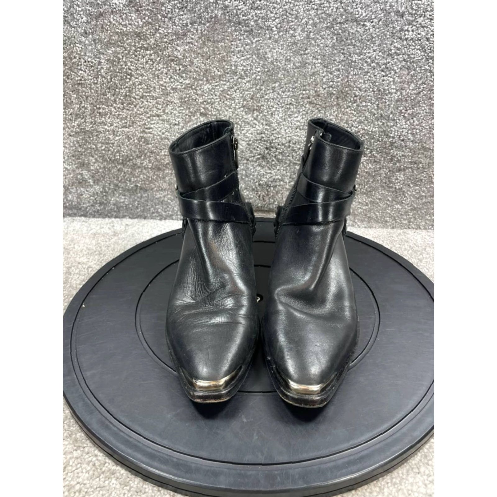 Sigerson Morrison Bootie Womens Black Leather Ankle Boots Size 8.5 US / 39  EU Square Toe Zip, image size:1600x1600