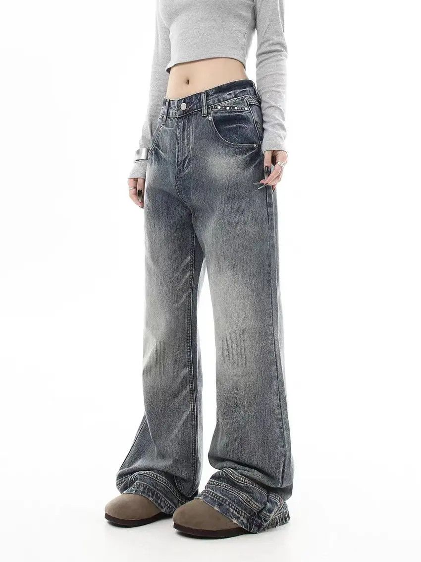 Designer × Japanese Brand Faded Blue Washed and Aged Baggy Jeans Size US 32 / EU 48 - 2 Thumbnail