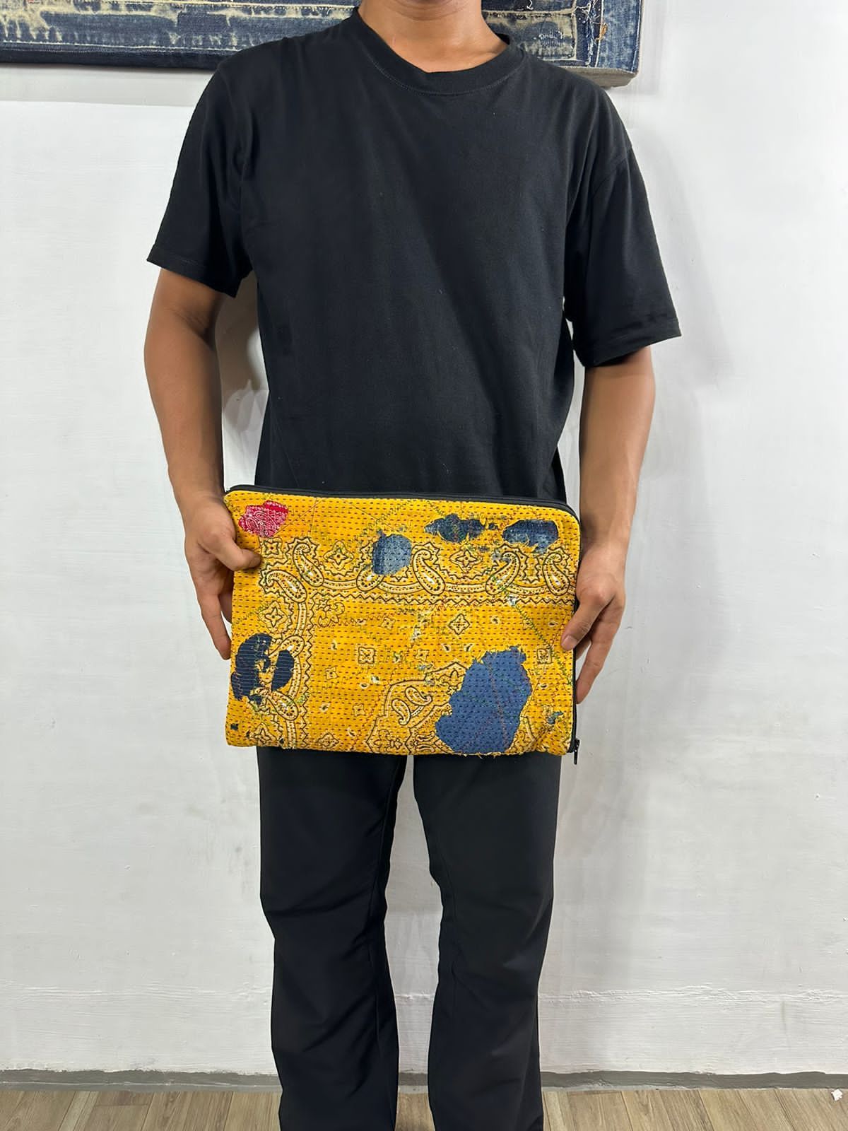 Other Custom Made Distressed Denim Paisley Patchwork boro Clutch Size ONE SIZE - 10 Thumbnail