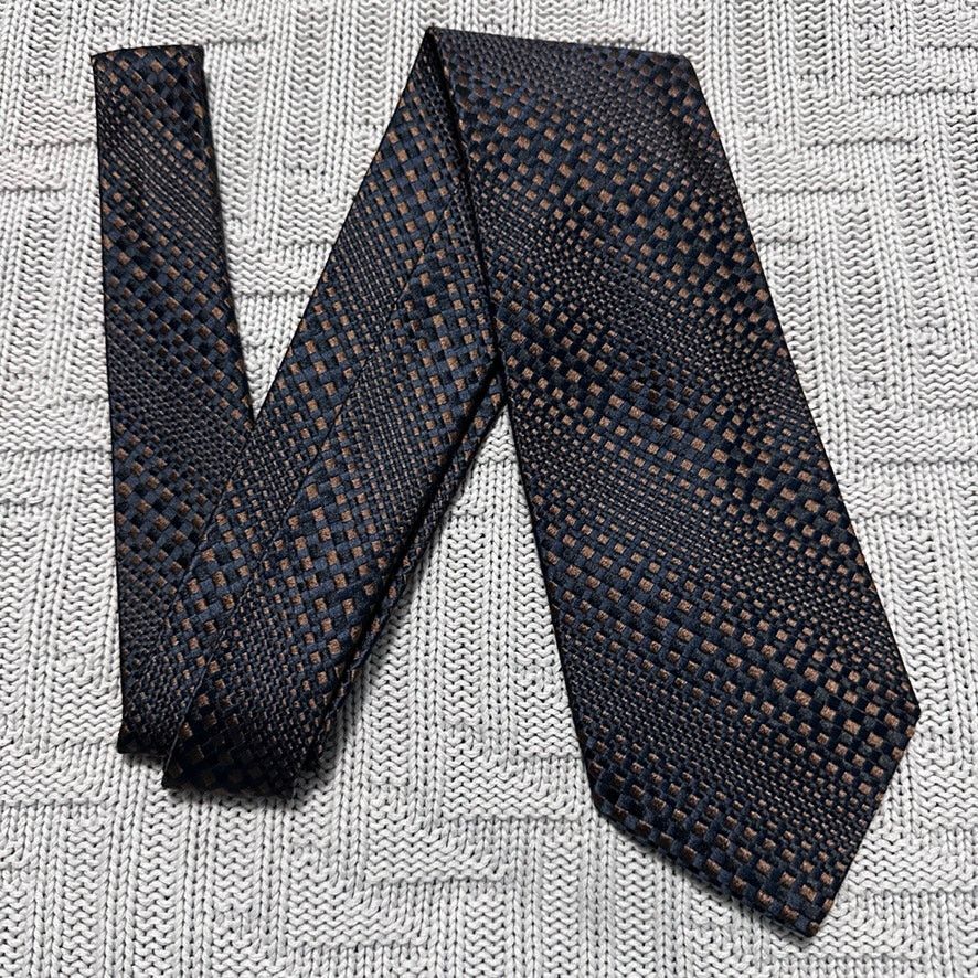 Salvatore Ferragamo Ferragamo navy and bronze woven abstract silk tie Size ONE SIZE - 1 Thumbnail