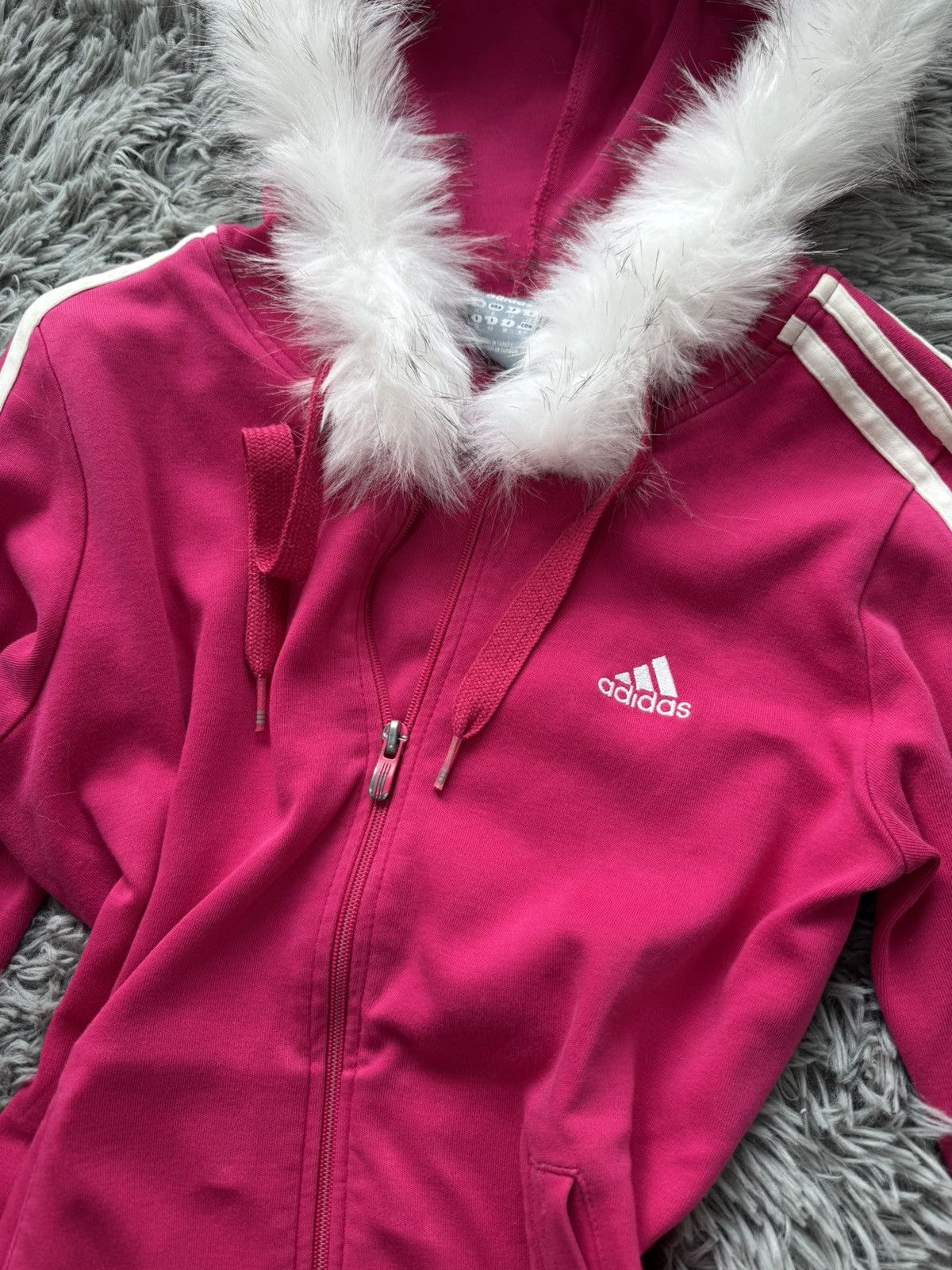Adidas 🏔️ ZIP Hoodie Adidas Fur Y2K Rap Swag Size M / US 6-8 / IT 42-44 - 6 Thumbnail