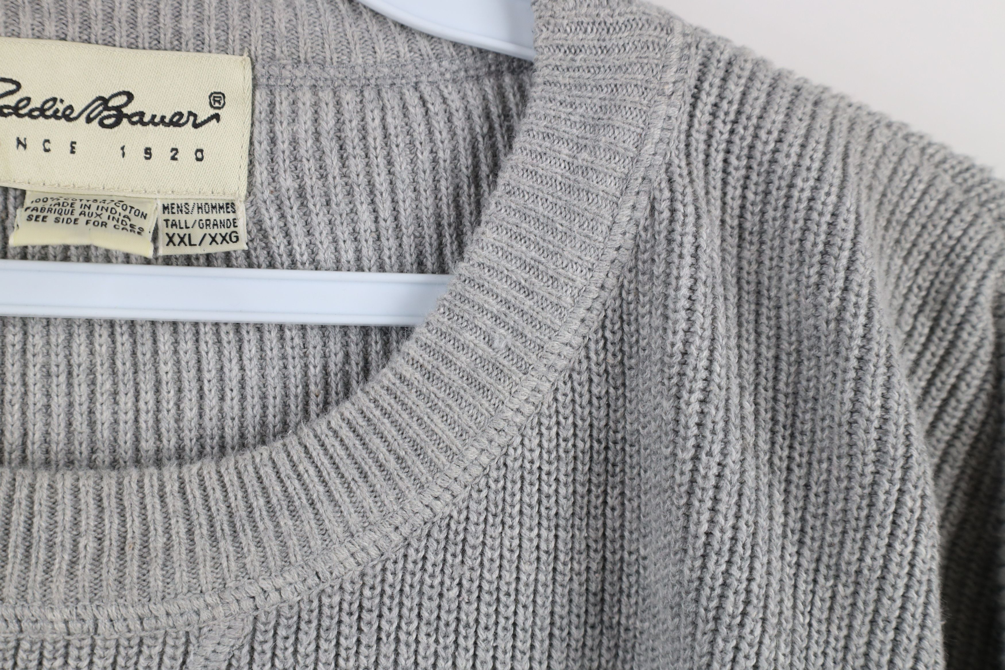 Eddie Bauer × Vintage Vintage 90s Eddie Bauer Heavyweight Ribbed Knit Sweater Gray Size US XXL / EU 58 / 5 - 13 Thumbnail