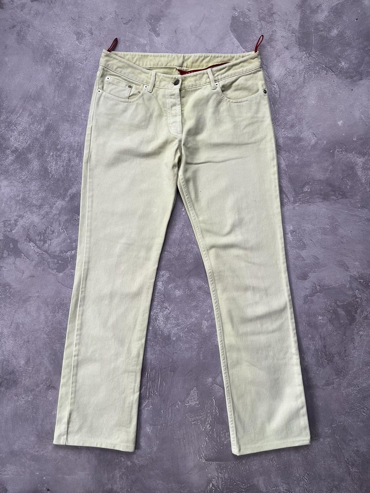 Prada Vintage Prada Red Tab Denim Pants Lime Green Size 30" / US 8 / IT 44 - 2 Thumbnail