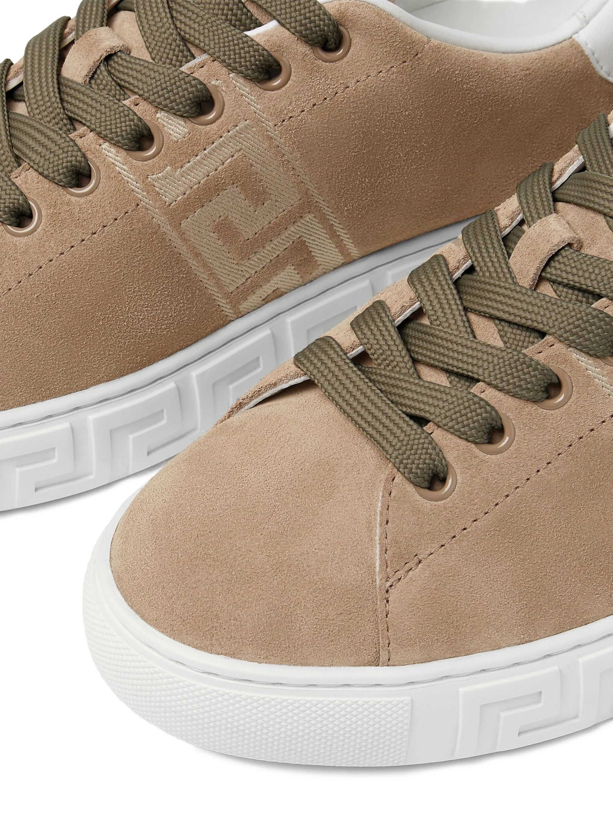 Versace os11x0126 Greca Suede Sneakers in Beige/White Size US 7 / IT 37 - 4 Thumbnail
