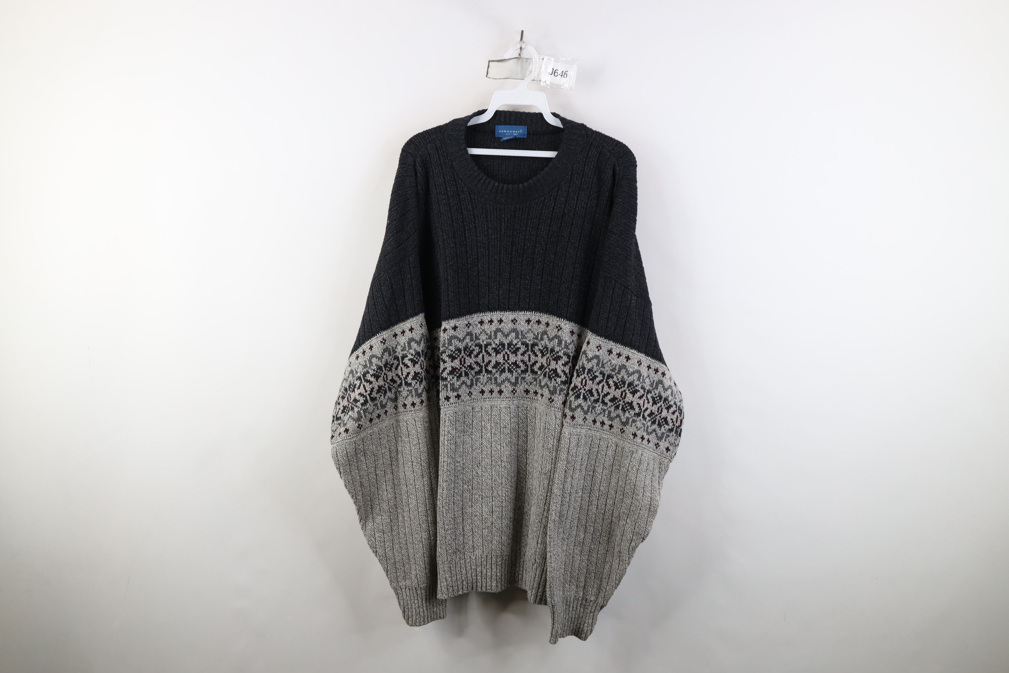 Vintage Vintage 90s Streetwear Ribbed Knit Crewneck Sweater USA Size US XL / EU 56 / 4 - 1 Thumbnail