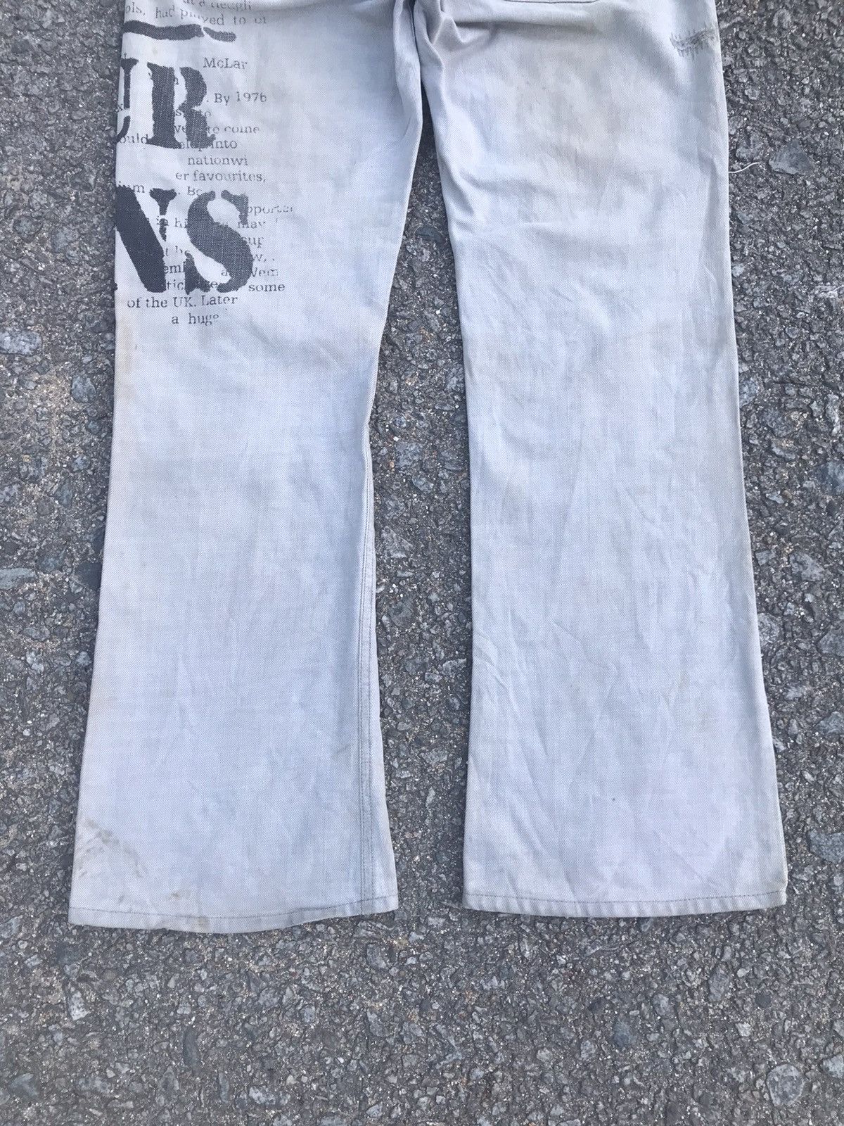 If Six Was Nine 🔥Flared🔥Distressed Denim Punk Graphic "Rocker Attitude" Size US 32 / EU 48 - 10 Thumbnail