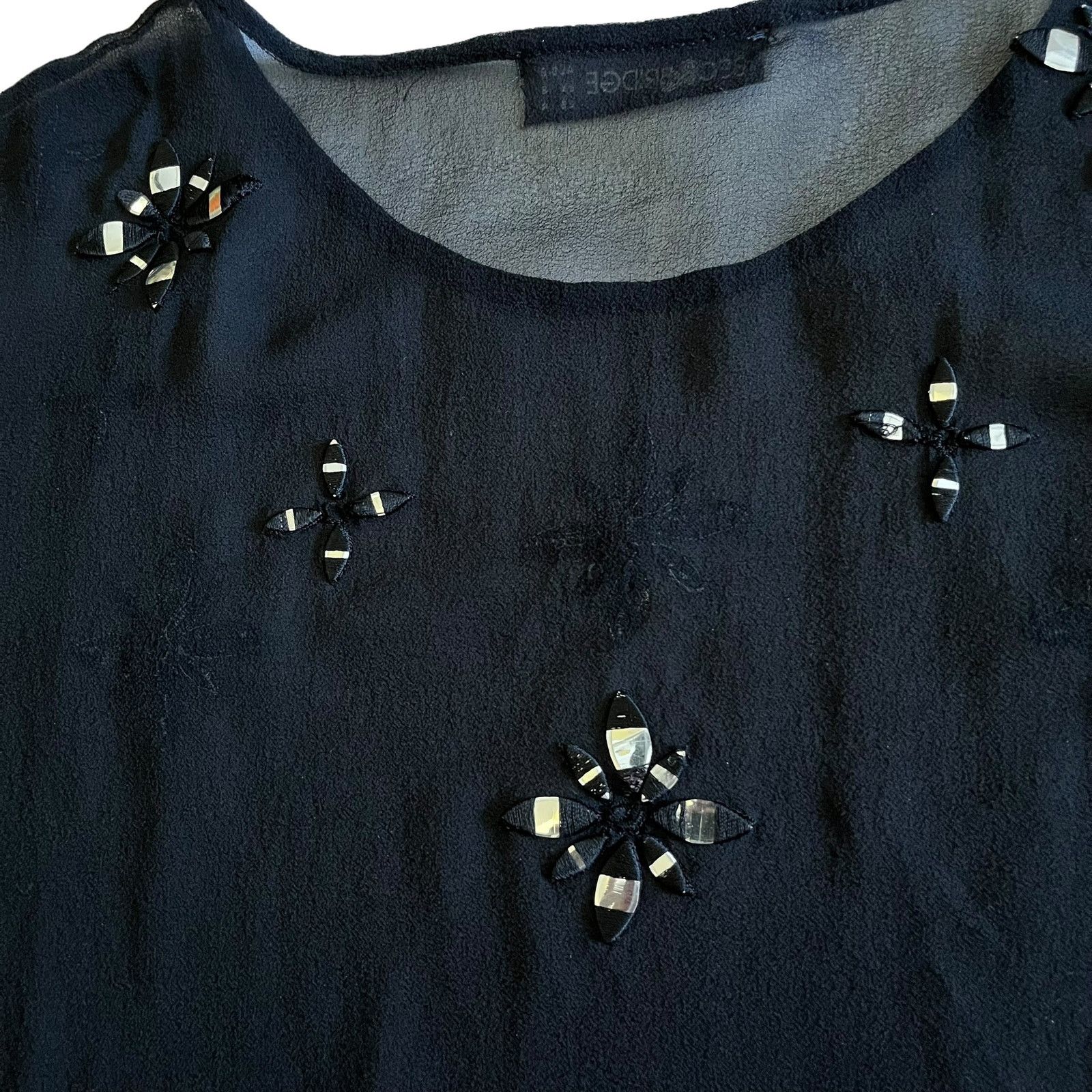 BEC + BRIDGE Bec & Bridge Black Silk Sencha Embellished Tee Blouse Size S / US 4 / IT 40 - 7 Thumbnail