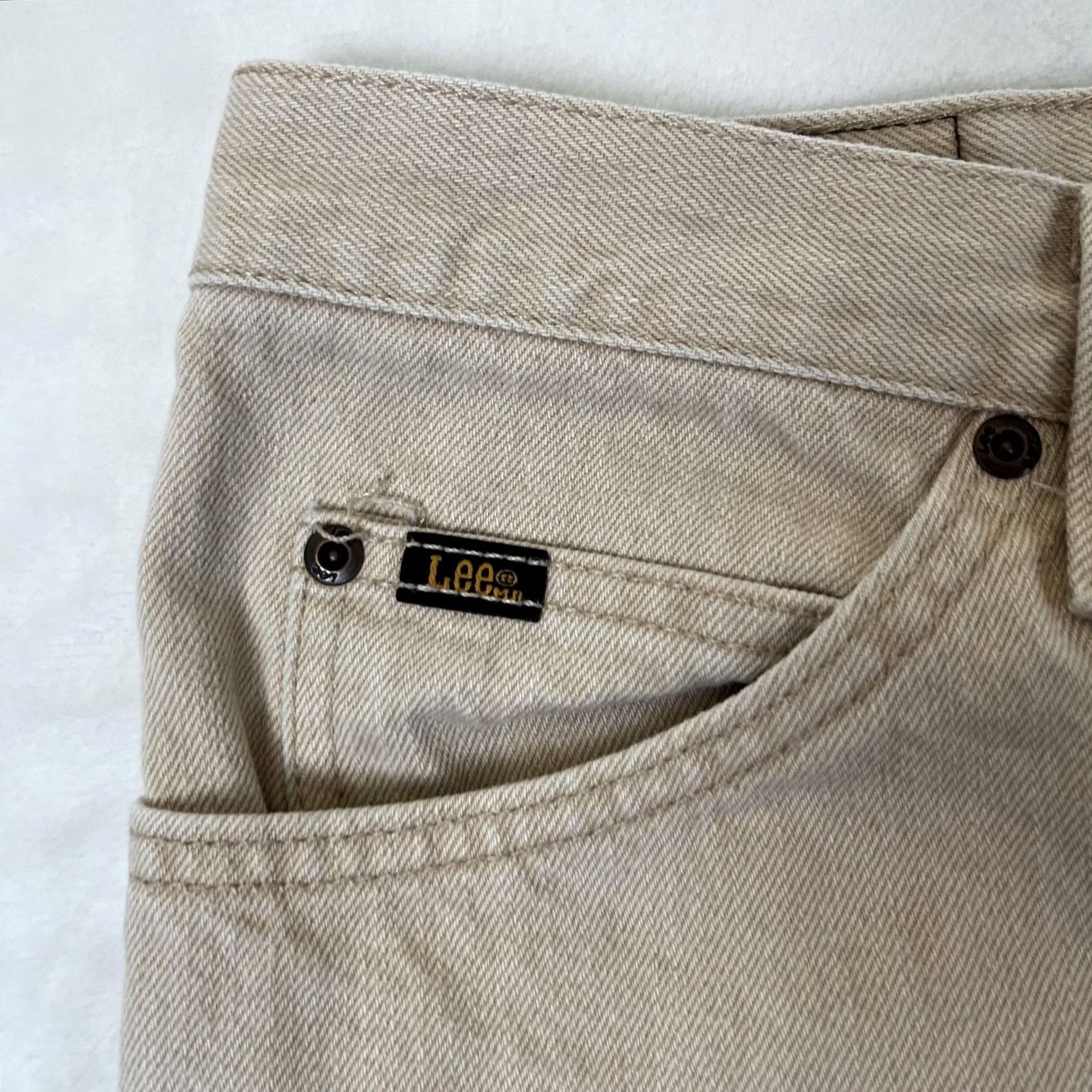 Lee VINTAGE Lee Jeans Mens 38 Beige 38x30 Regular Fit Straight Denim 90s READ Size US 38 / EU 54 - 4 Thumbnail