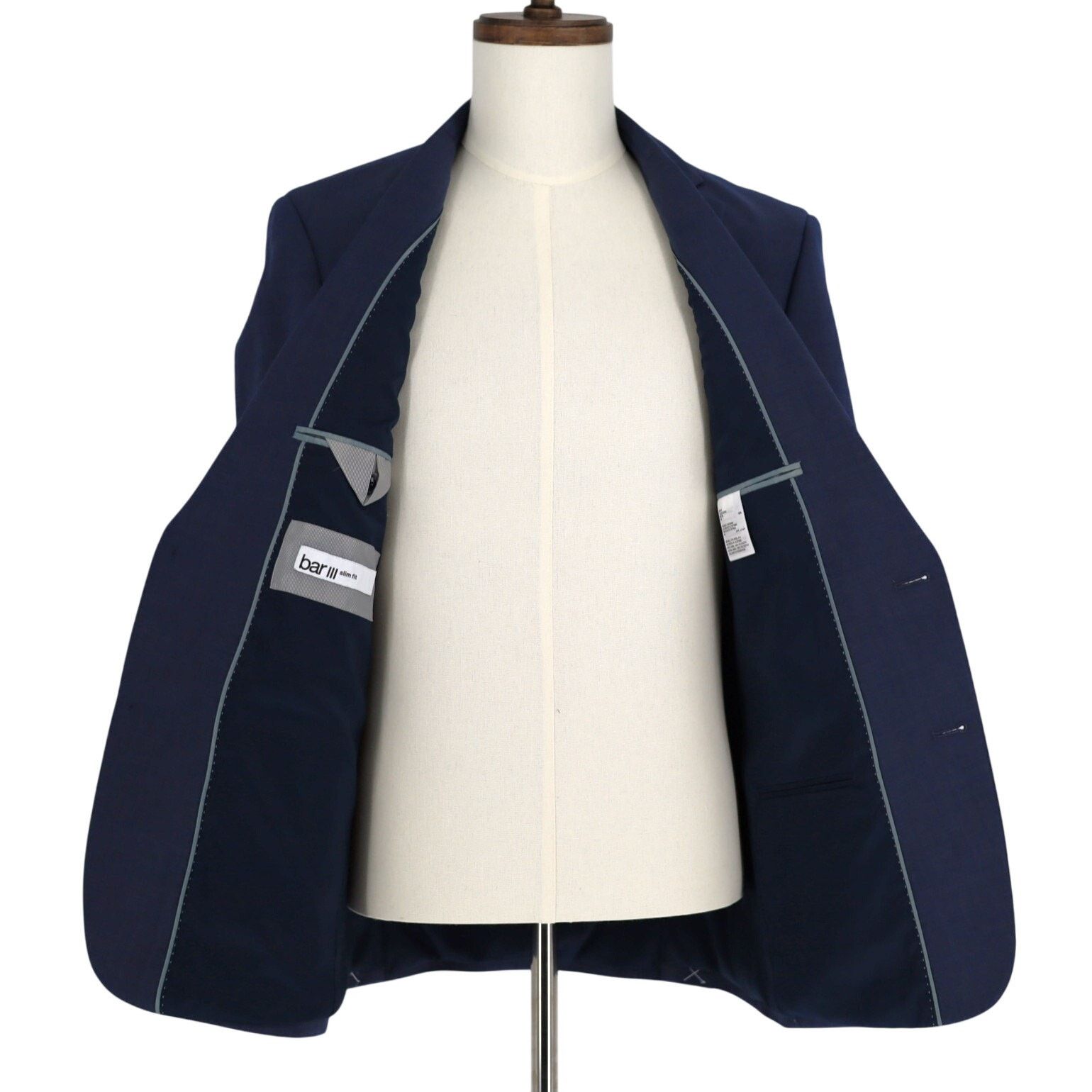 Bar III Bar III Men's Solid Blue Wool-Blend Suit Jacket Size 38R Size 38R - 7 Thumbnail