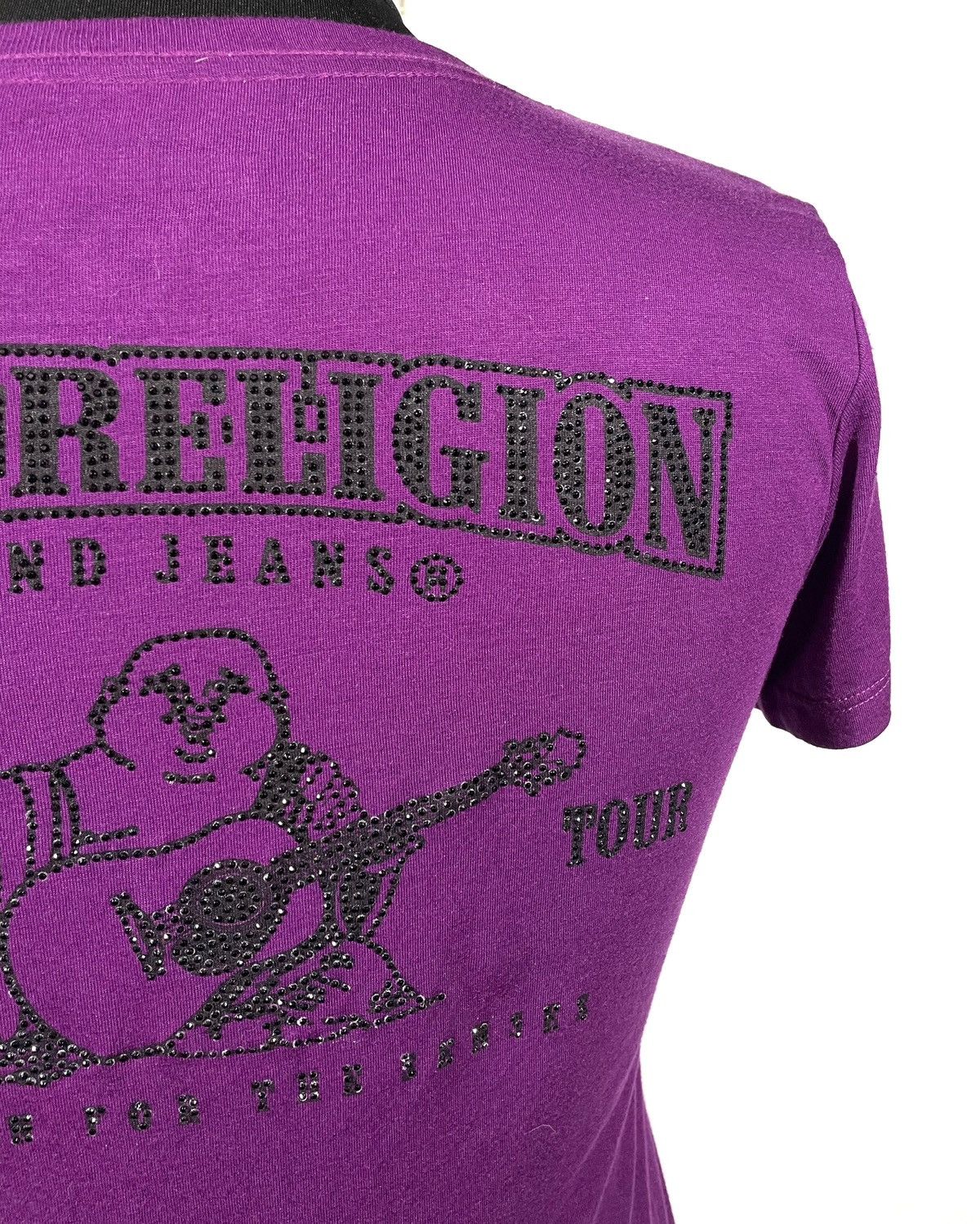 Japanese Brand × True Religion True Religion Women T Shirt V Neck Purple Rhinestone Logo Size L / US 10 / IT 46 - 7 Thumbnail