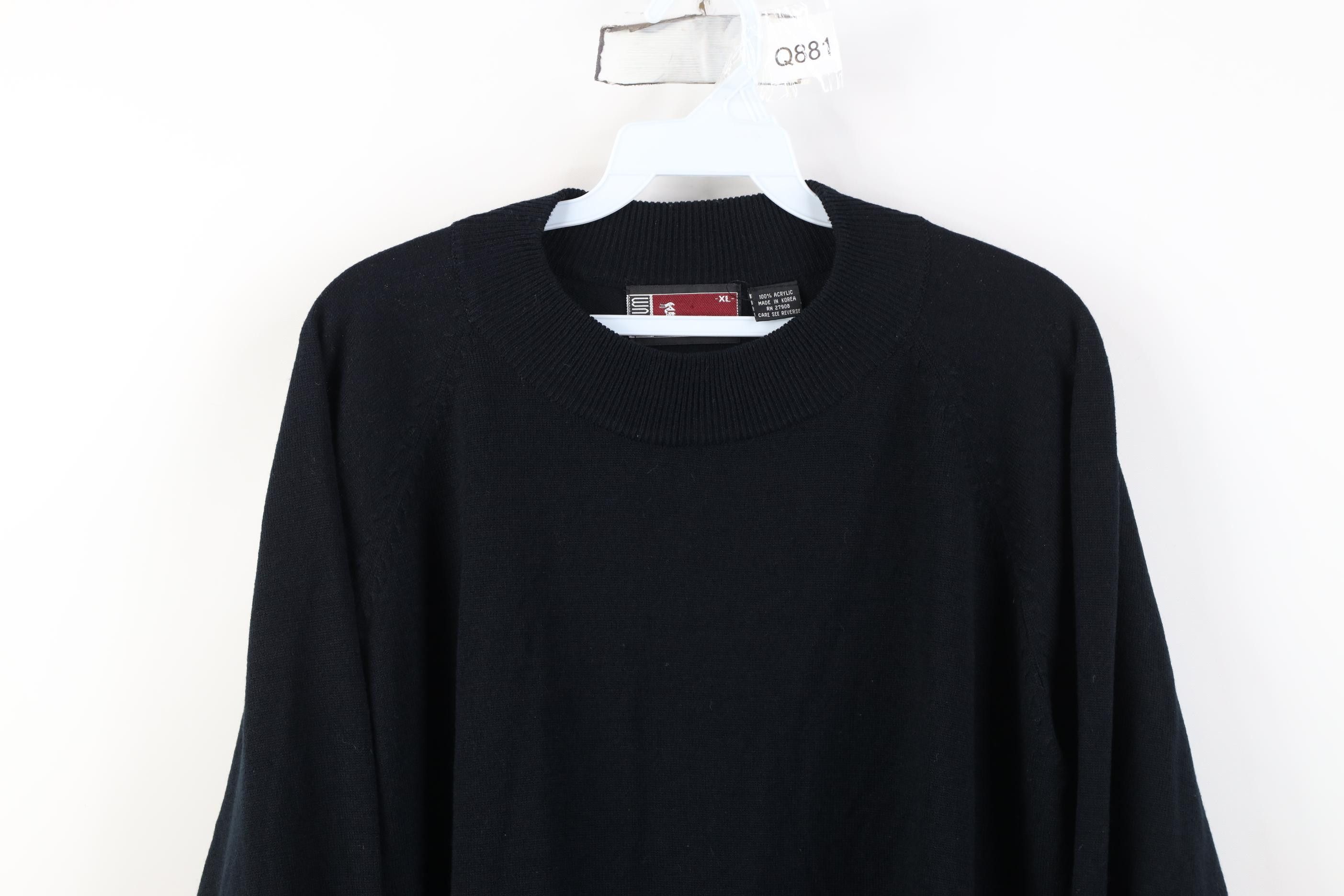 Vintage Vintage 90s Streetwear Knit Mock Neck Sweater Black Acrylic Size US XL / EU 56 / 4 - 2 Thumbnail