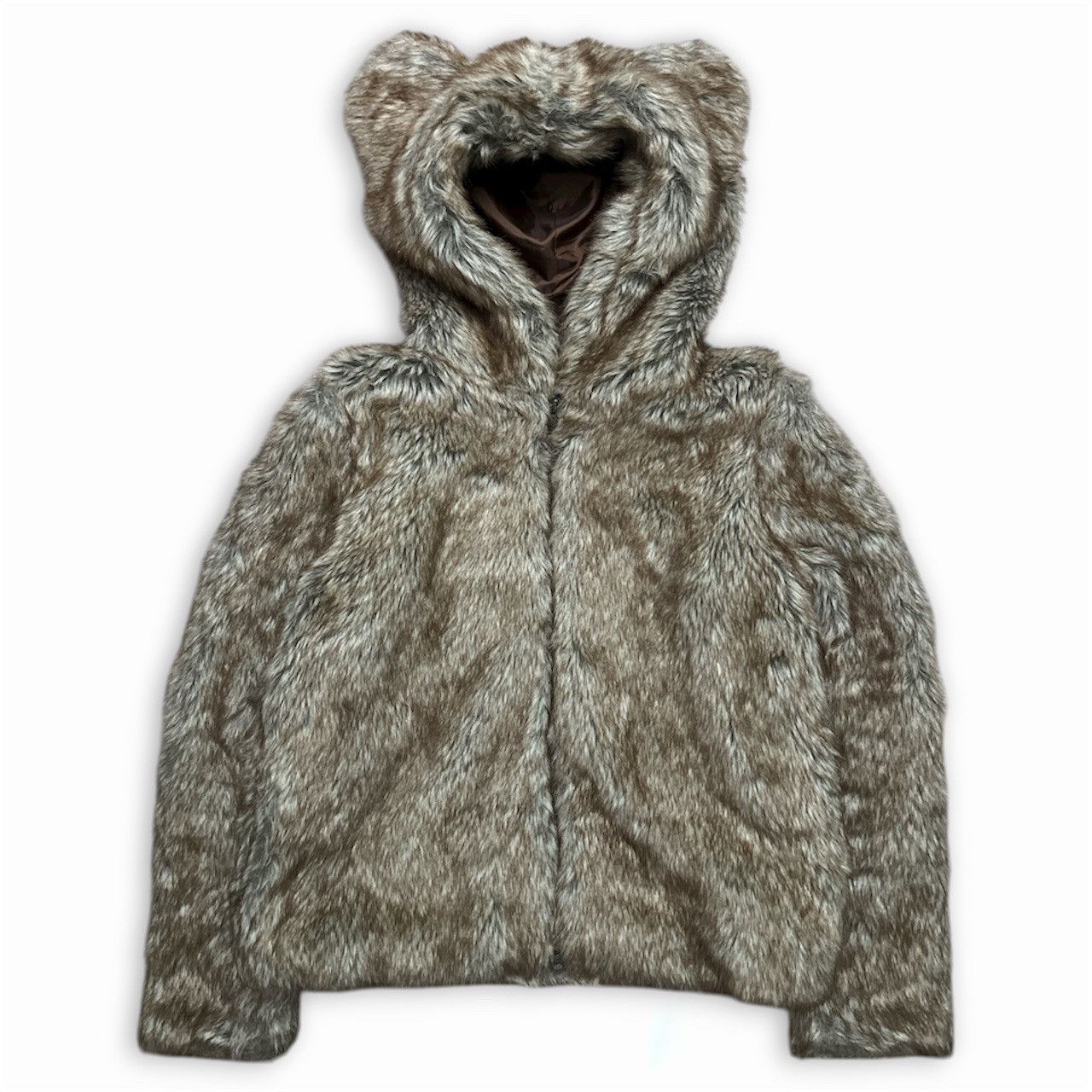Ne-Net Ne-net Brown Fluffy Faux Fur Zip Up Hoodie Size M / US 6-8 / IT 42-44 - 1 Thumbnail