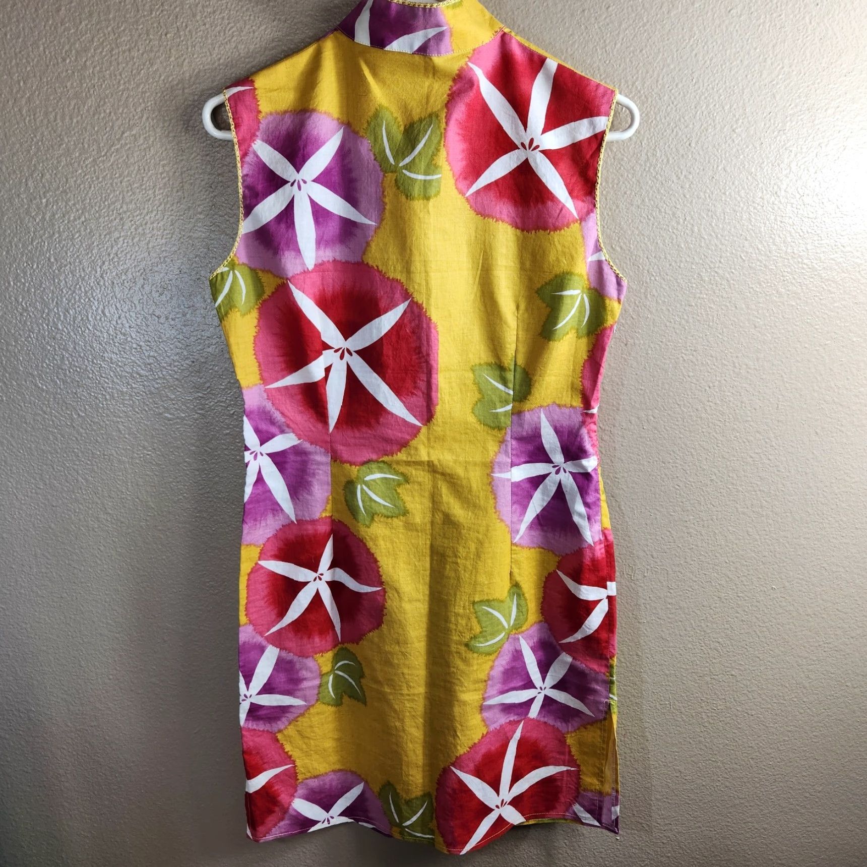 Vintage Kanebo Japan Womens |S| Morning Glory Print Sleeveless Cotton Sheath Dress Size S / US 4 / IT 40 - 5 Thumbnail