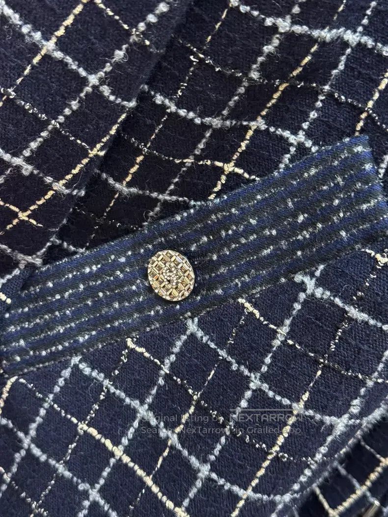 Chanel Chanel Dark blue silhouette tweed diamond buckle zipper lo Size XXS / US 00 / IT 34 - 4 Thumbnail