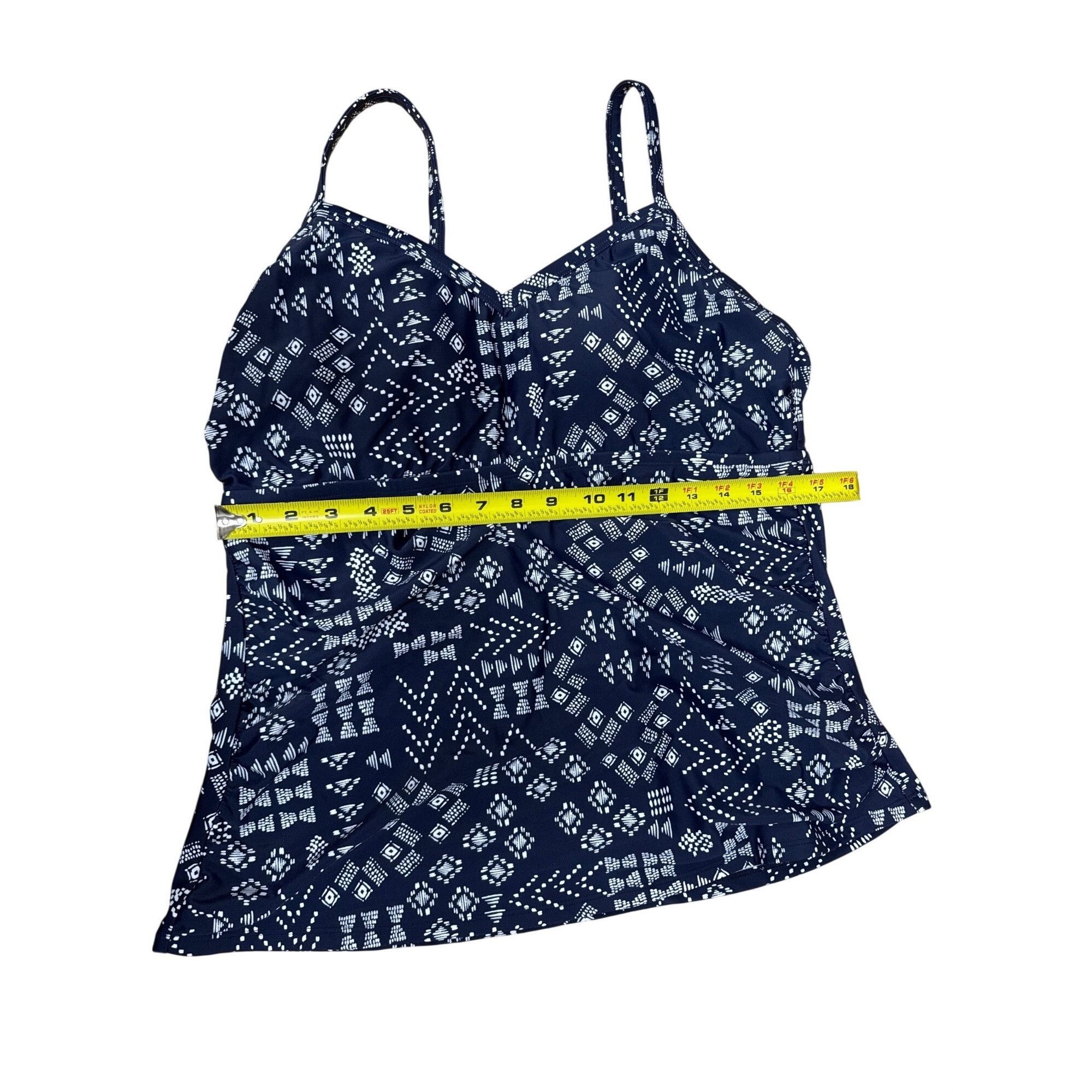 Other Kona Sol 18W Navy Geometric Print Tankini Top Plus Size Swim Size ONE SIZE - 5 Thumbnail