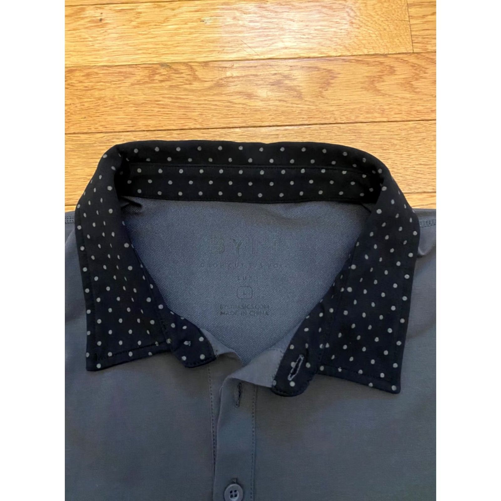 Vintage BYLT Lux Drop Cut Polo Shirt Stretch S/S Performance Mens L Gray Polka Dot Size US L / EU 52-54 / 3 - 3 Thumbnail