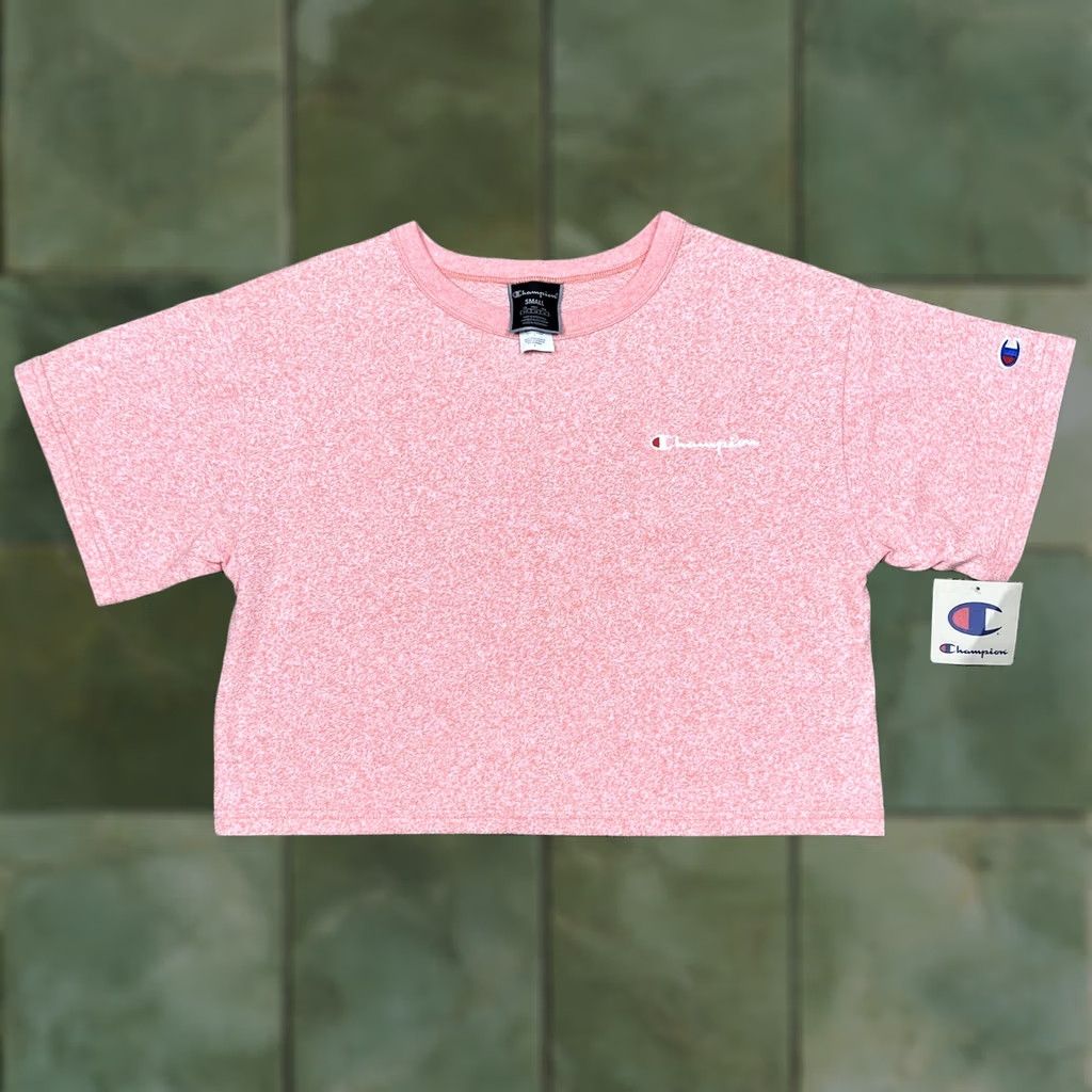 Champion Champion Cropped T-Shirt Womens Small Embroidered Logo Pink White Shirt VINTAGE No Size S / US 4 / IT 40 - 1 Thumbnail