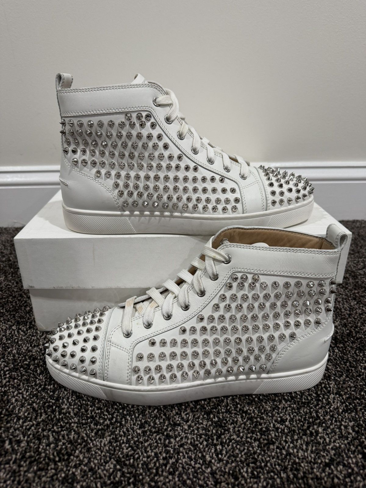 Christian Louboutin Christian Louboutin White High Stud Spike Accents Sneakers Size US 8.5 / EU 41-42 - 9 Thumbnail