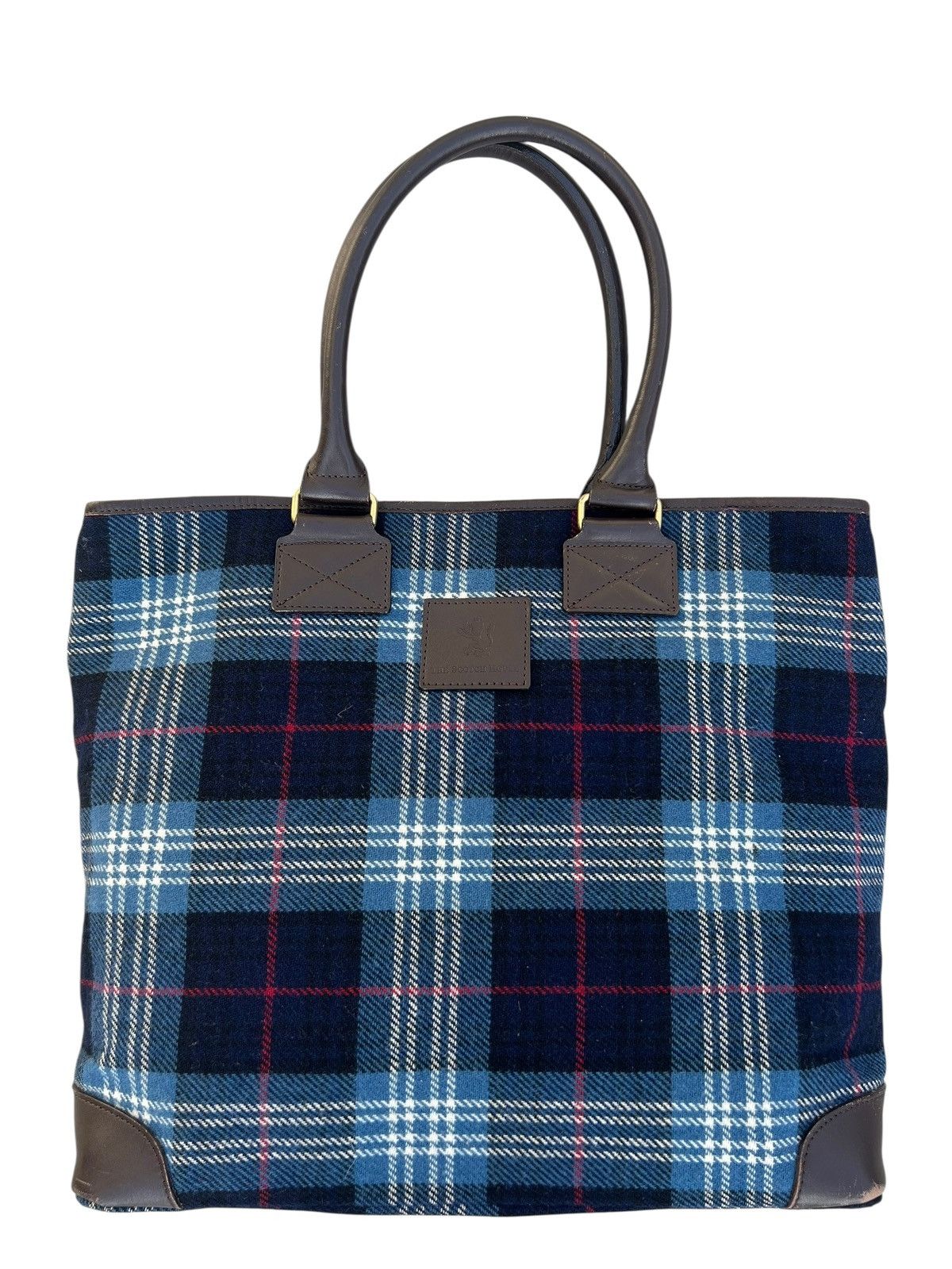 Leather The Scotch House Leather Cotton Plaid Tote Bag Size ONE SIZE - 7 Thumbnail