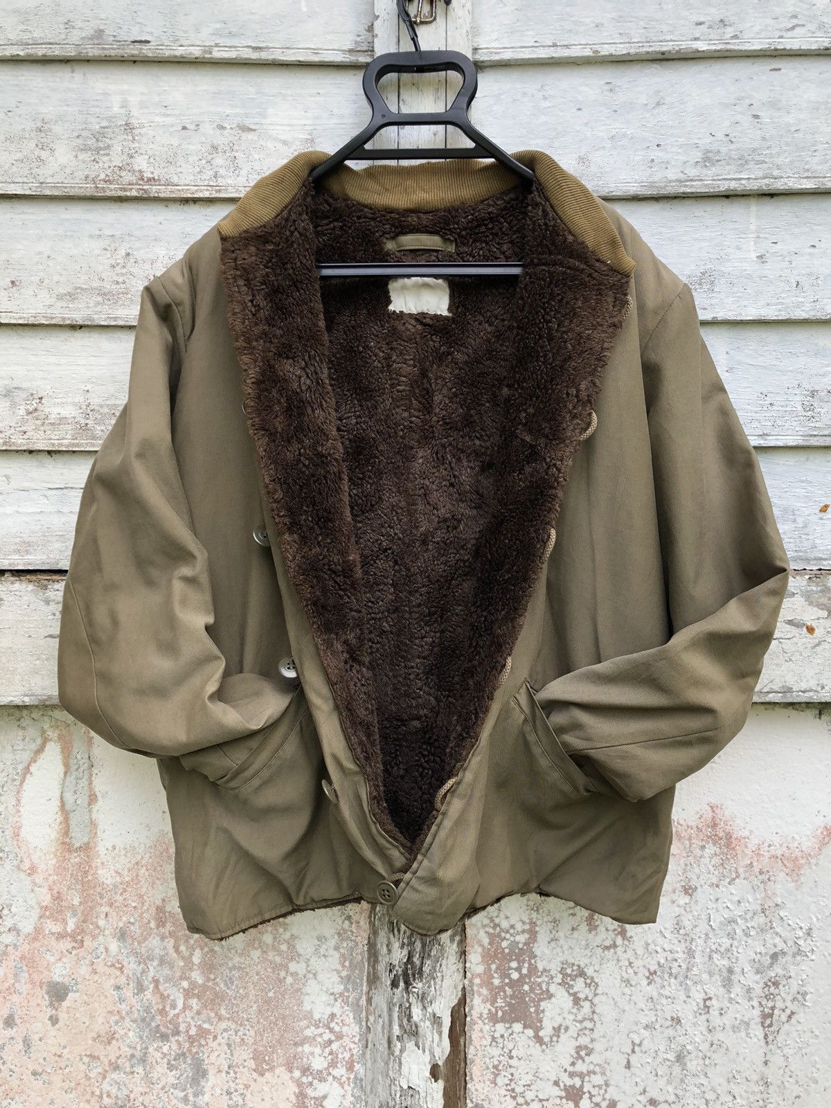 Vintage WW2 Military Blanket Fur Lining Army Jacket