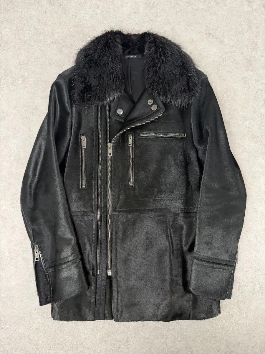 Gucci 2000s Gucci Black Pony Fur Leather Multi Zips Long Jacket by Tom Ford Size US M / EU 48-50 / 2 - 1 Thumbnail