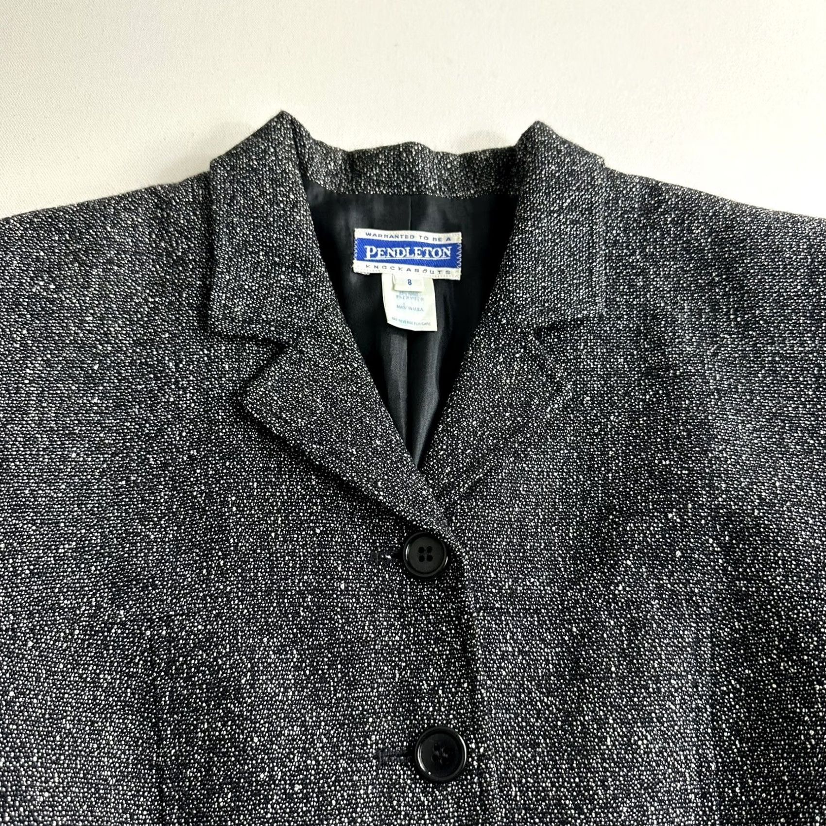 Pendleton VINTAGE Pendleton Blazer Womens 8 Black Wool Blend Tweed Single Breasted Made USA Size M / US 6-8 / IT 42-44 - 4 Thumbnail
