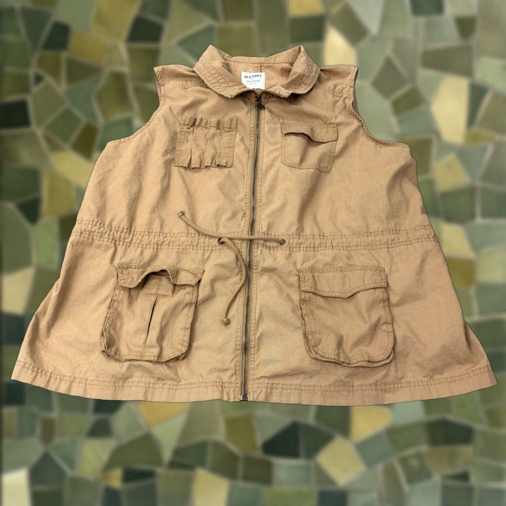 Old Navy VINTAGE Old Navy Vest Mens 2XL Tan Utility Canvas Zip Front Pockets Military Style Autumn Casual Mens Size US XXL / EU 58 / 5 - 1 Thumbnail