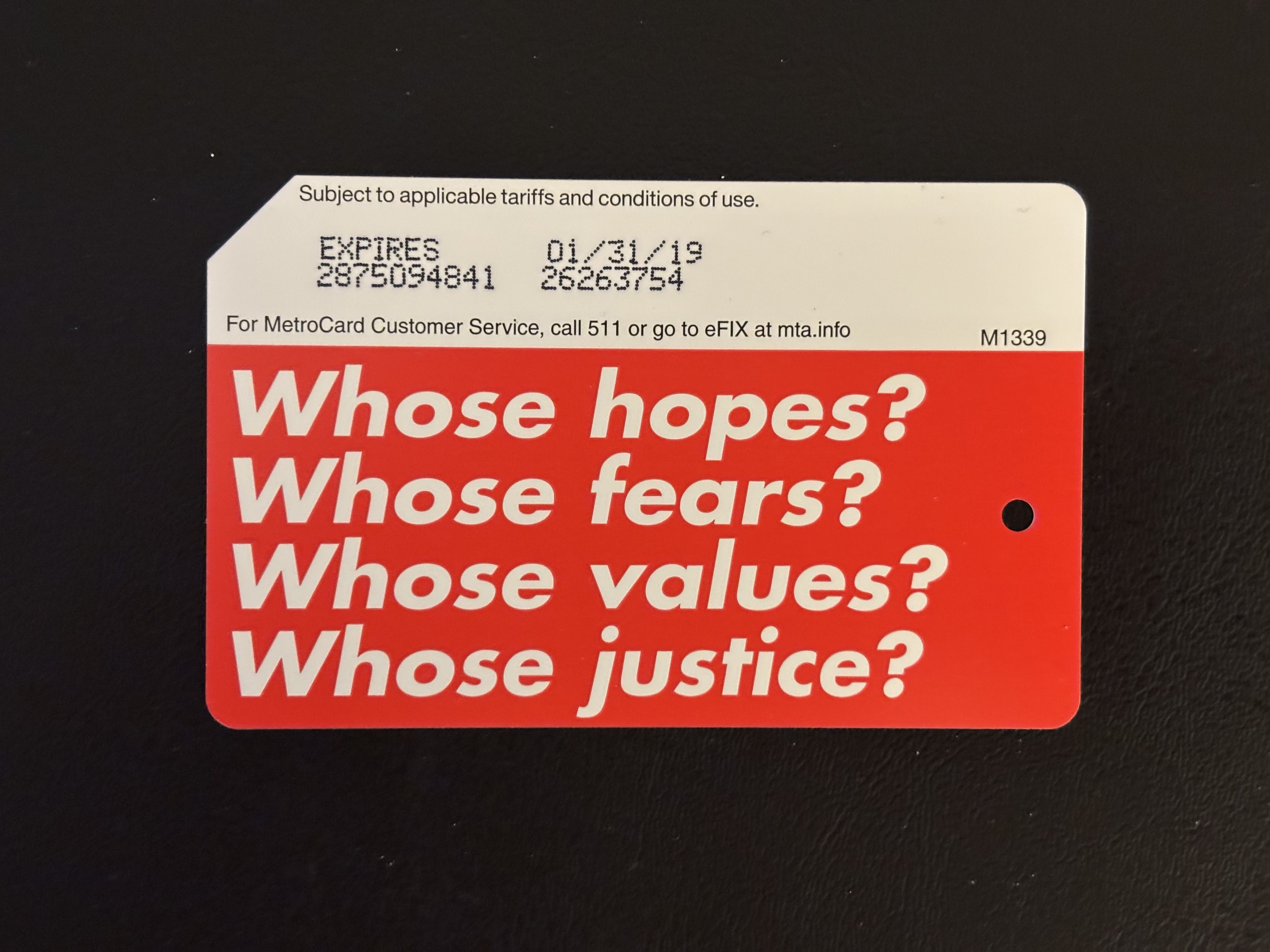 Barbara Kruger Barbara Kruger Metrocard 2019 Size ONE SIZE - 1 Thumbnail