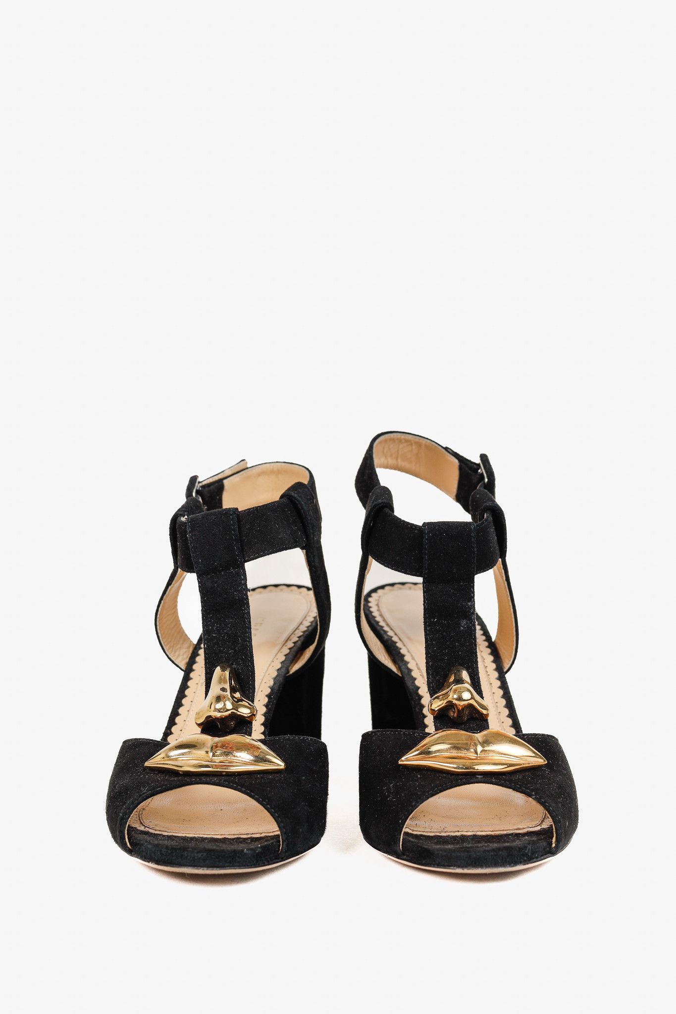 Charlotte Olympia Charlotte Olympia PF/15 Gala Black Suede Embellished Sandals Size US 6.5 / IT 36.5 - 2 Thumbnail