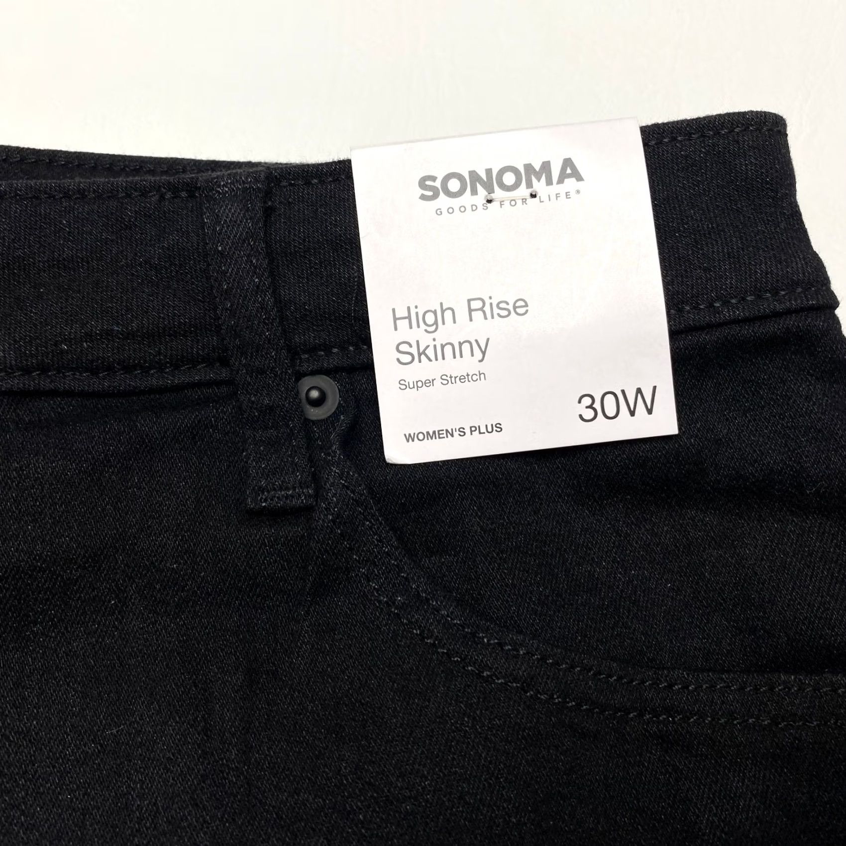 Vintage NWT Sonoma Jeans Skinny High Rise Black SuperStretch 30W Plus Jeans 50x28 Women’s Size 30" / US 8 / IT 44 - 5 Thumbnail