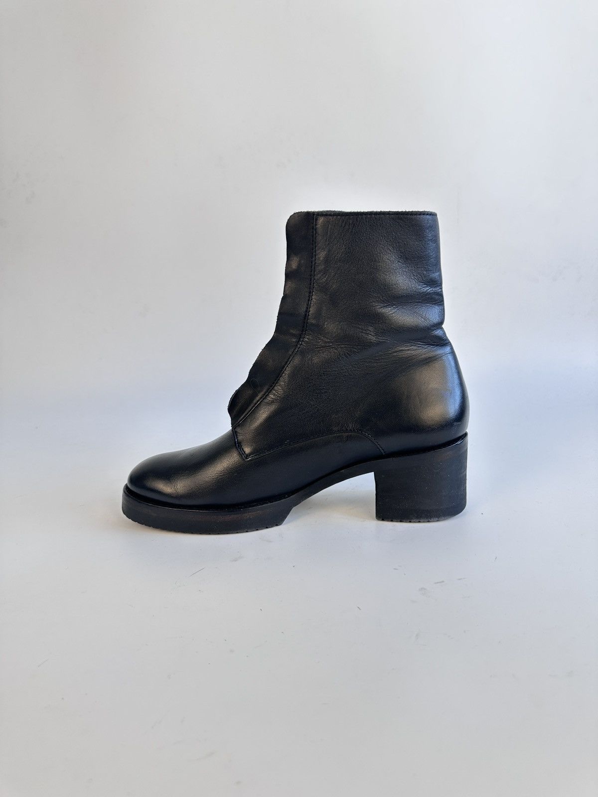 Cos COS Black Leather Lace Up Ankle Boots Size EU 39 Portugal Size US 8.5 / IT 38.5 - 10 Thumbnail
