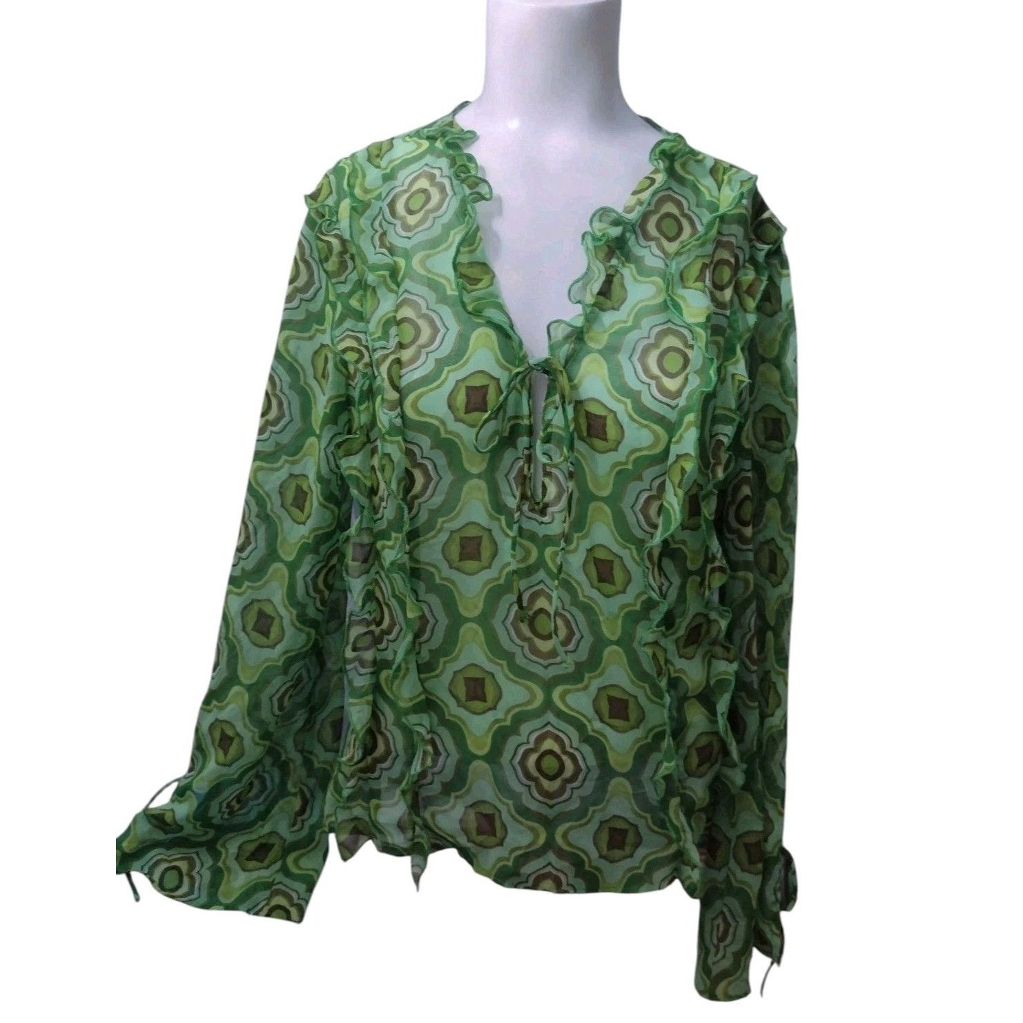 Zara Zara Chiffon Ruffle Lightweight Shirt Size L Fairy Disco She Size L / US 10 / IT 46 - 1 Thumbnail