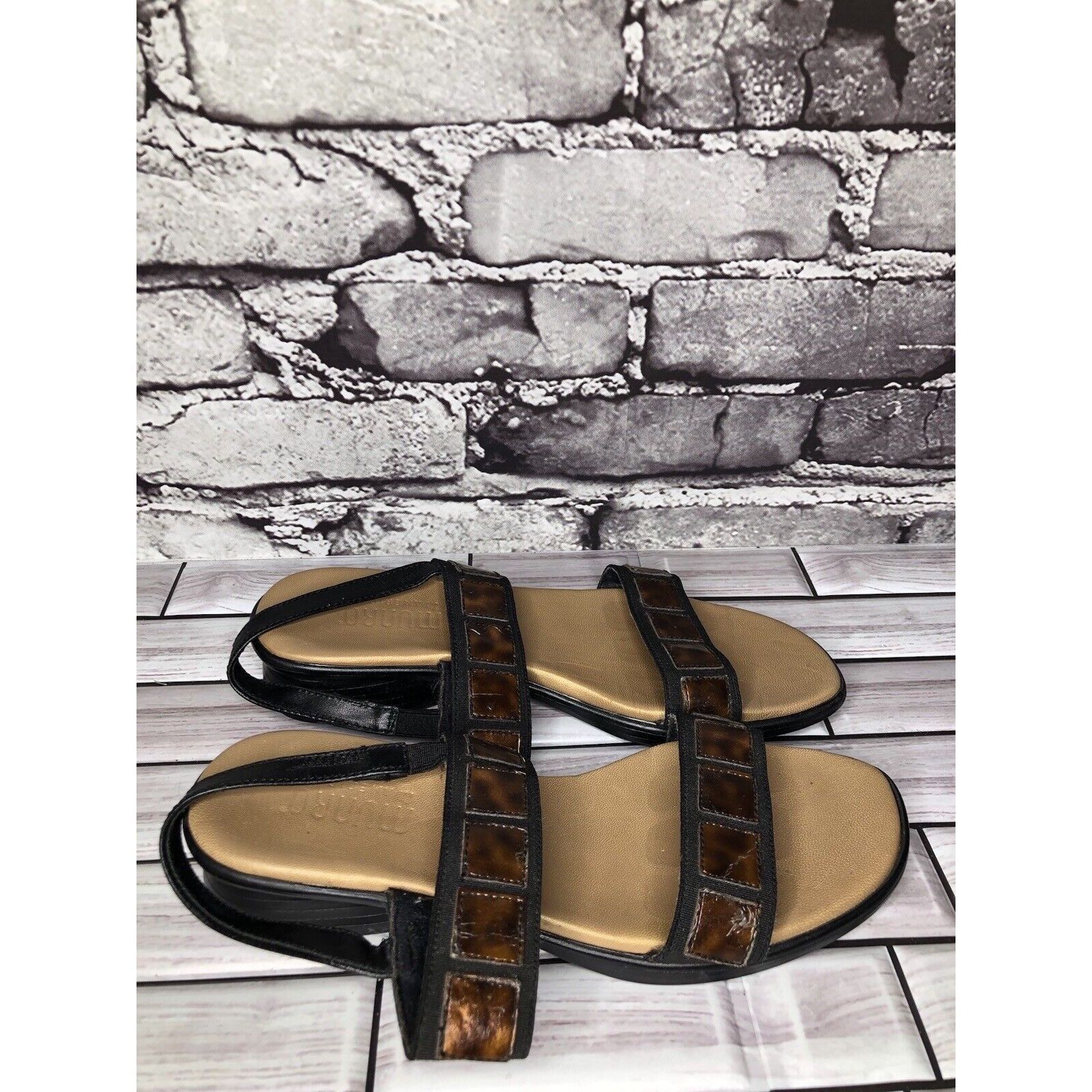 Other Munro Brown Synthetic Textile Comfort Heel Slingback Sandals Size US 5.5 / IT 35.5 - 3 Thumbnail