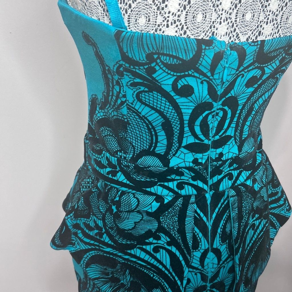 Other UK Lipsy Dress Turquoise and Black flocked size 8 Size M / US 6-8 / IT 42-44 - 9 Thumbnail