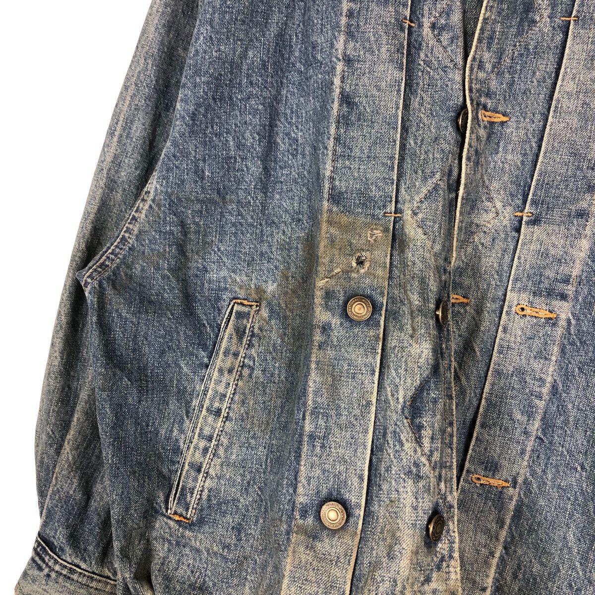 Japanese Brand 🔥Vintage Trucker Denim Biker Jacket Inspire Toyo Enterprise Size US M / EU 48-50 / 2 - 16 Thumbnail