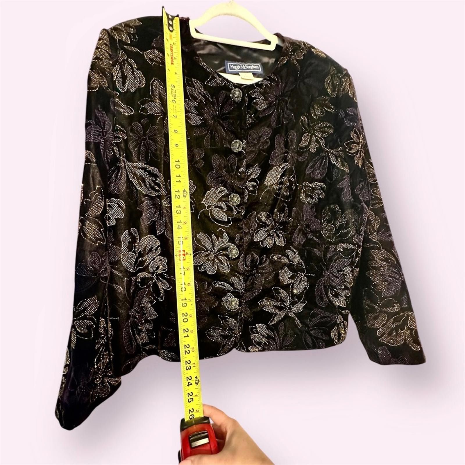 Designer Maggie Mcnaughton VINTAGE 90s Velvet Floral Jacket Size XXL / US 16-18 / IT 52-54 - 4 Thumbnail