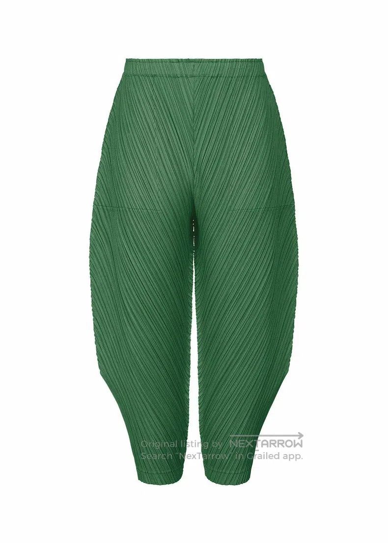 Issey Miyake Issey Miyake size:3 Green Pleated Pants Size 31" - 1 Thumbnail