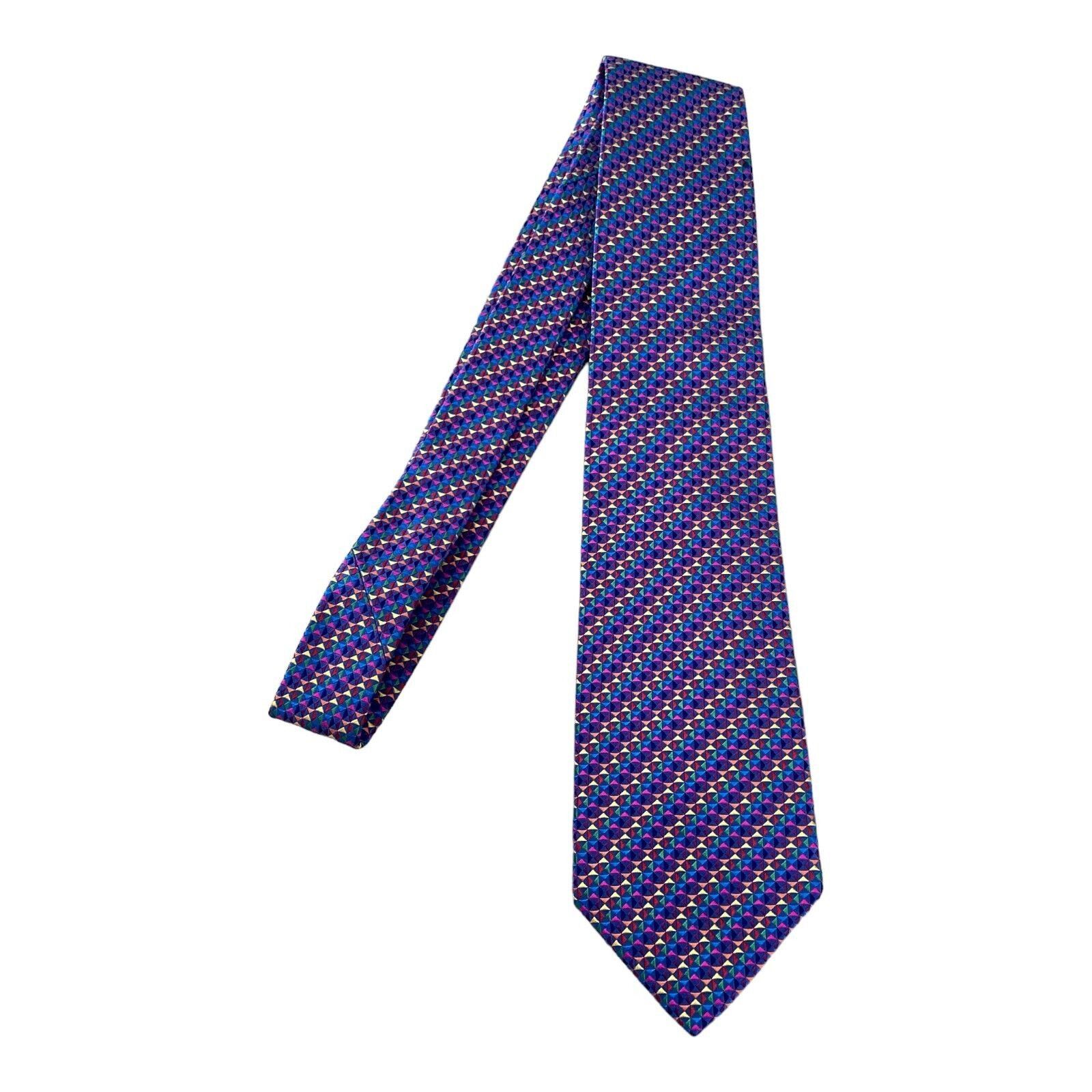 Charles Tyrwhitt CHARLES TYRWHITT Purple Geometric Silk Tie Hand Made In Engl Size ONE SIZE - 4 Thumbnail