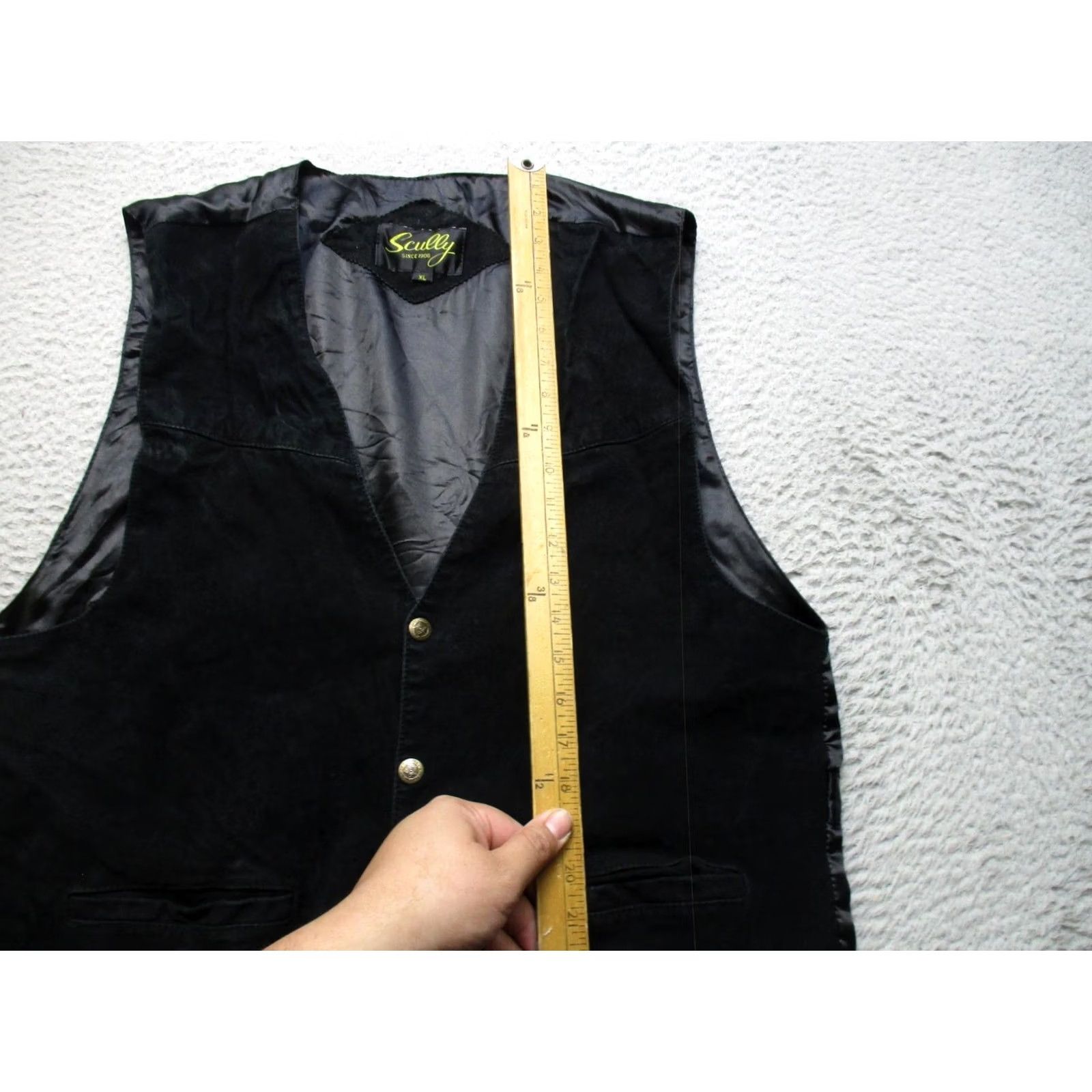 Scully Scully Vest Mens XL Black Leather Snap Front Lined Western Belted Dress Size US XL / EU 56 / 4 - 3 Thumbnail