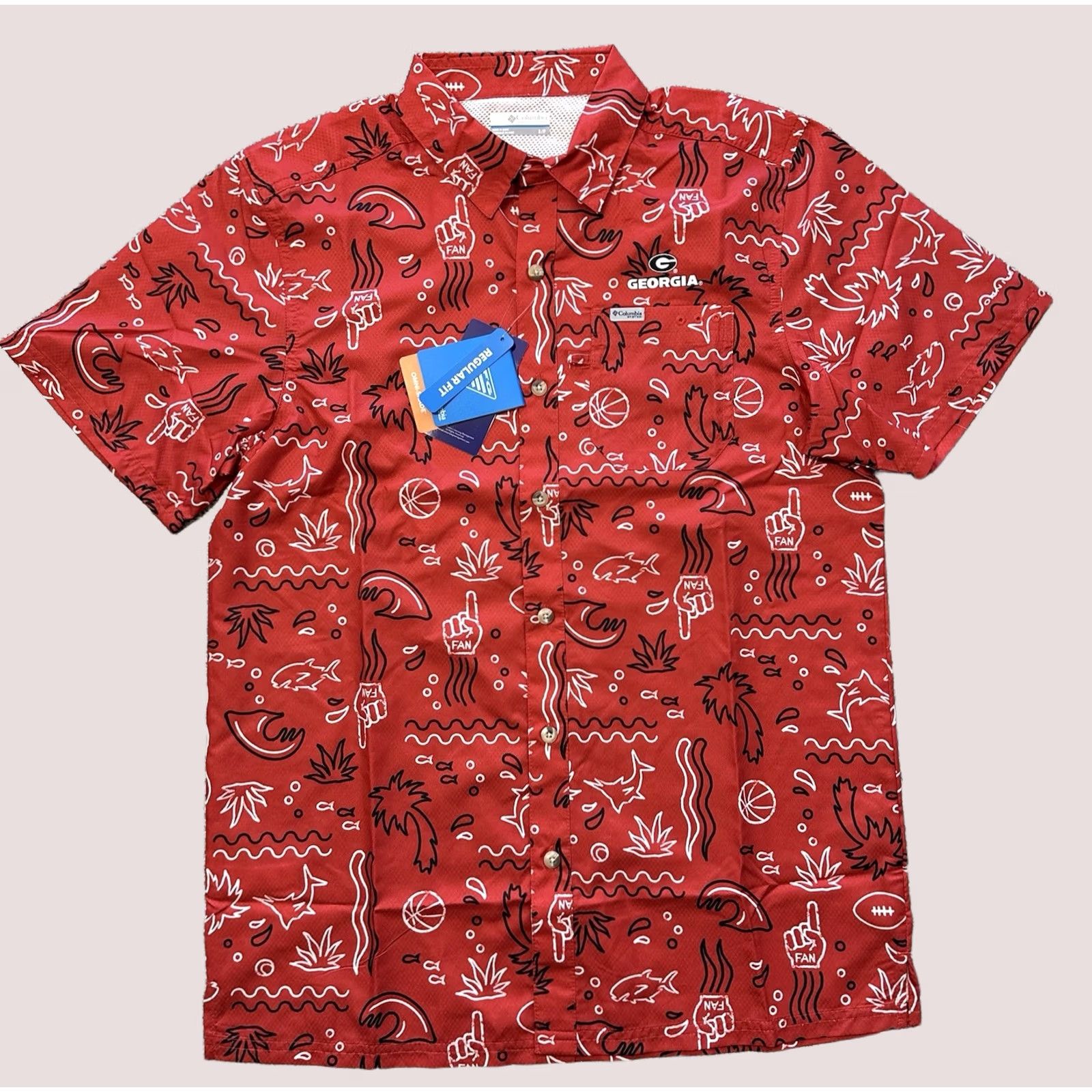 Vintage Columbia PFG Georgia Bulldogs Button-Up Shirt Mens S Omni Shade Tide Camp Fan Shirt Size US S / EU 44-46 / 1 - 1 Thumbnail