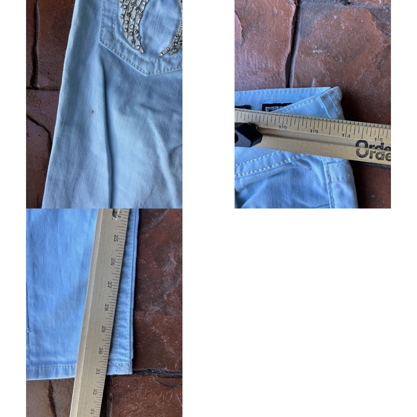 Miss Me VINTAGE Miss Me Jeans Skinny Cross Embroidery Studded Wings Women's 27 Low Rise Blue Denim 5-Pocket Logo Rhinestone Size 27 Girls Mens Womens Size 27" / US 4 / IT 40 - 8 Thumbnail