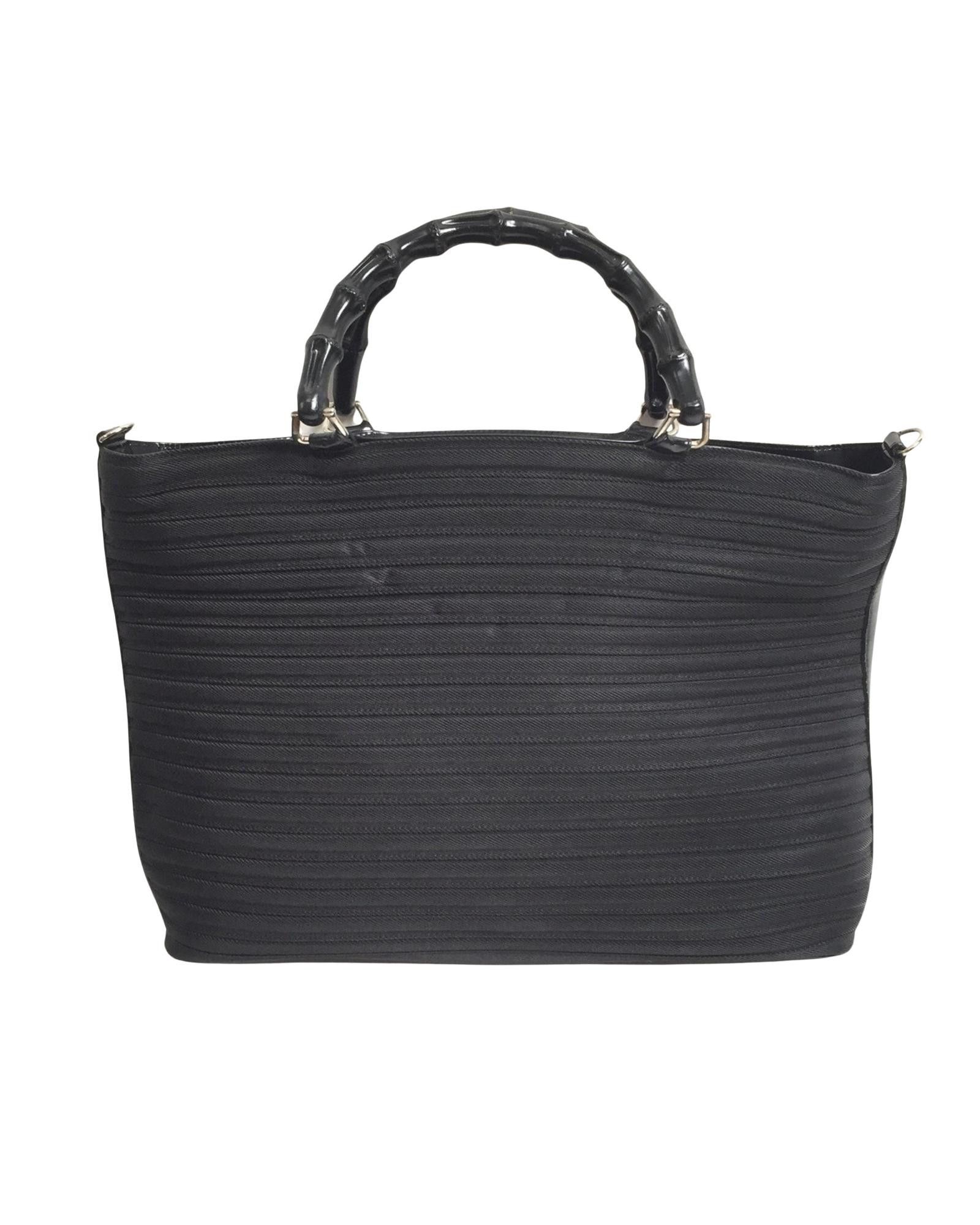 image of Gucci Black Synthetic Shoulder Bag With Bamboo Handle, Women's