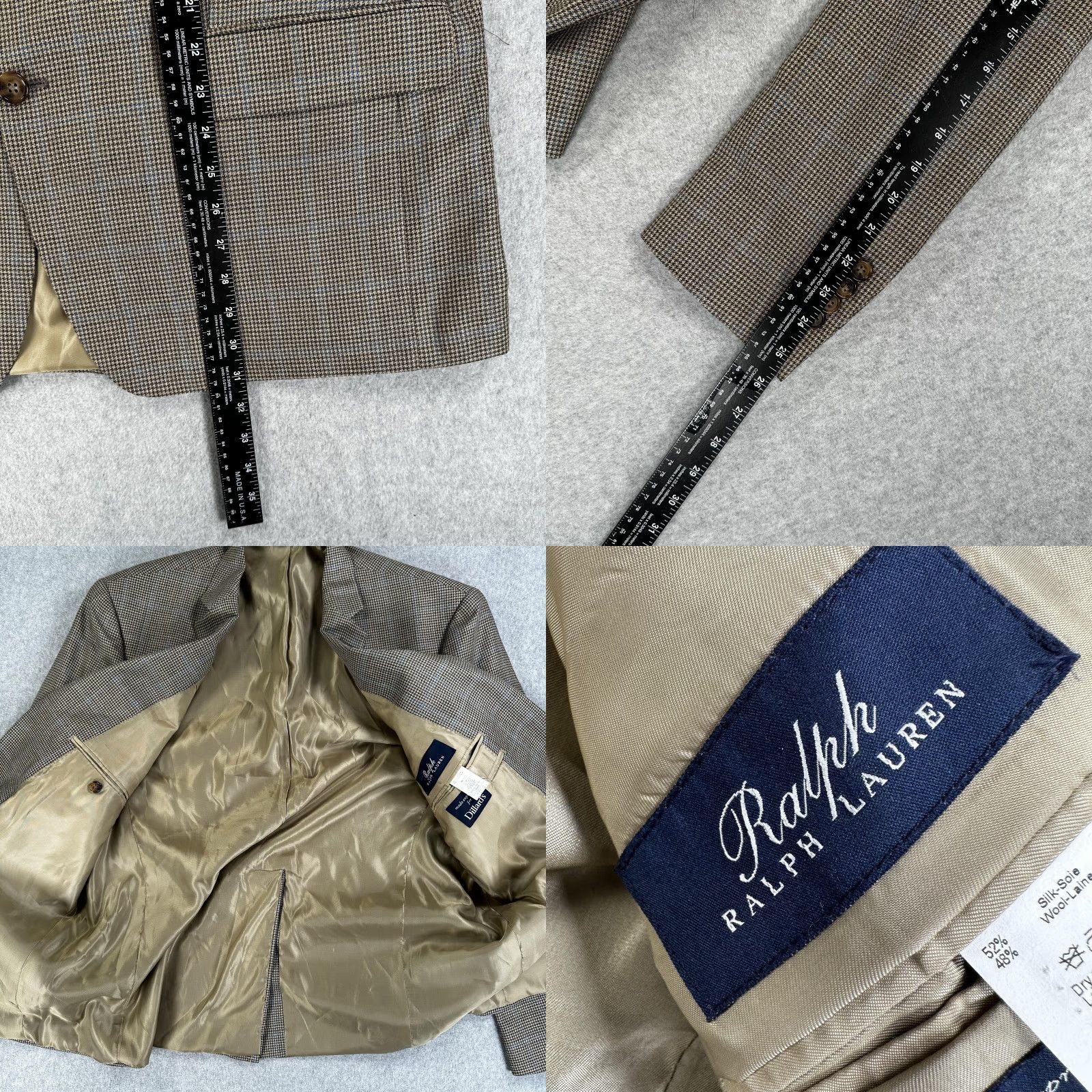 Ralph Lauren VINTAGE Ralph Lauren Blazer Sport Coat Mens 44 Brown Silk Wool Check Canada Tweed Size 44R - 8 Thumbnail