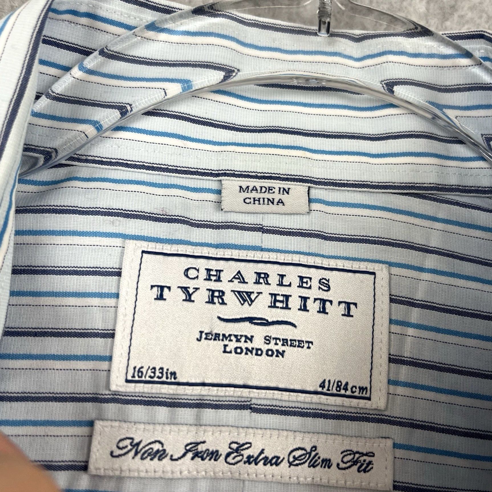 Charles Tyrwhitt Charles Tyrwhitt Dress Shirt 16 33 Non-Iron Slim Fit Multicolor Vertical Striped Size 42R - 2 Thumbnail
