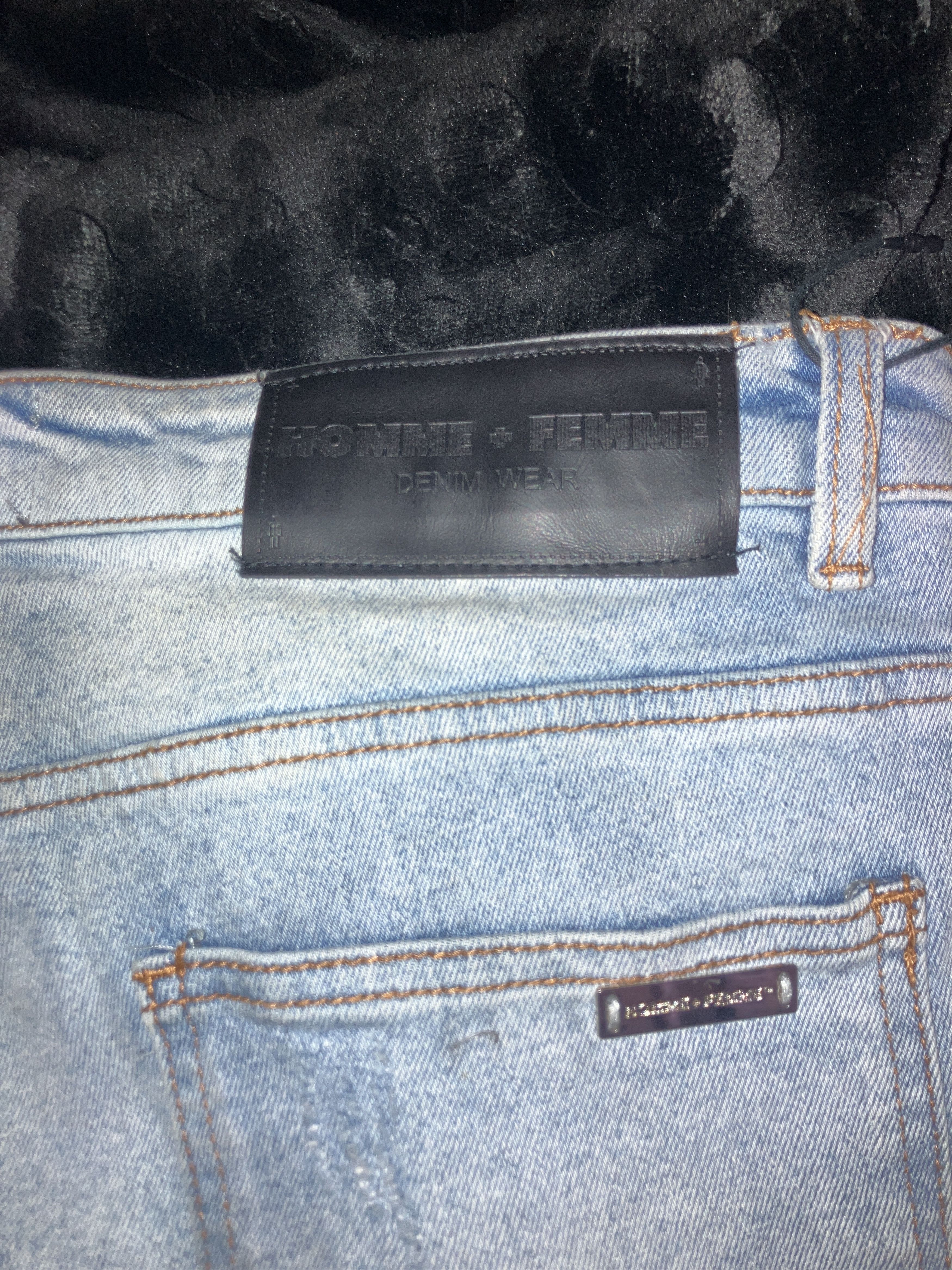 Homme + Femme La Homme Femme Jeans Letterman Denim Blue With Cheetah Letters Size US 36 / EU 52 - 4 Thumbnail