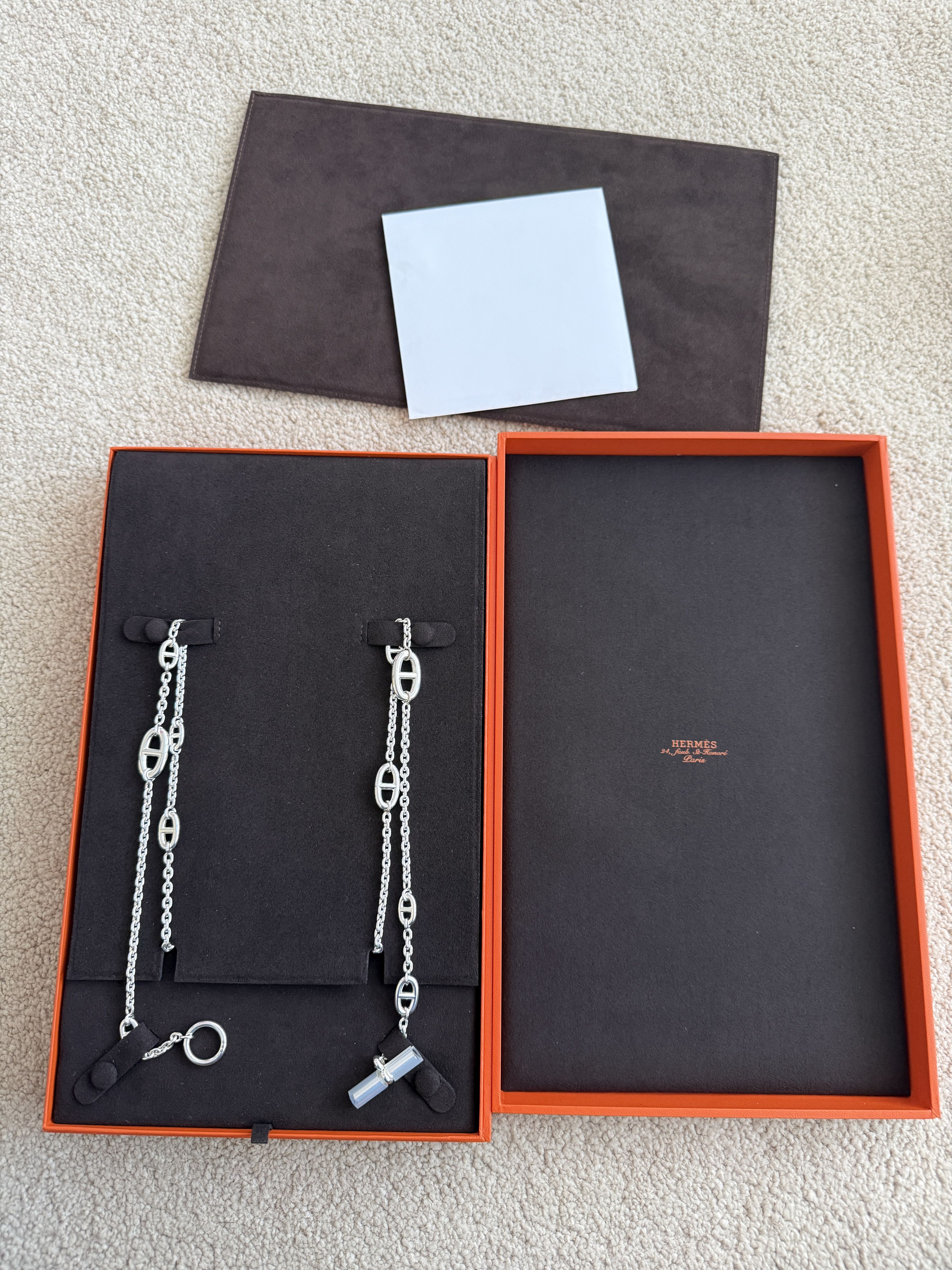 New Hermès Sterling Silver Farandole Long Necklace 120cm