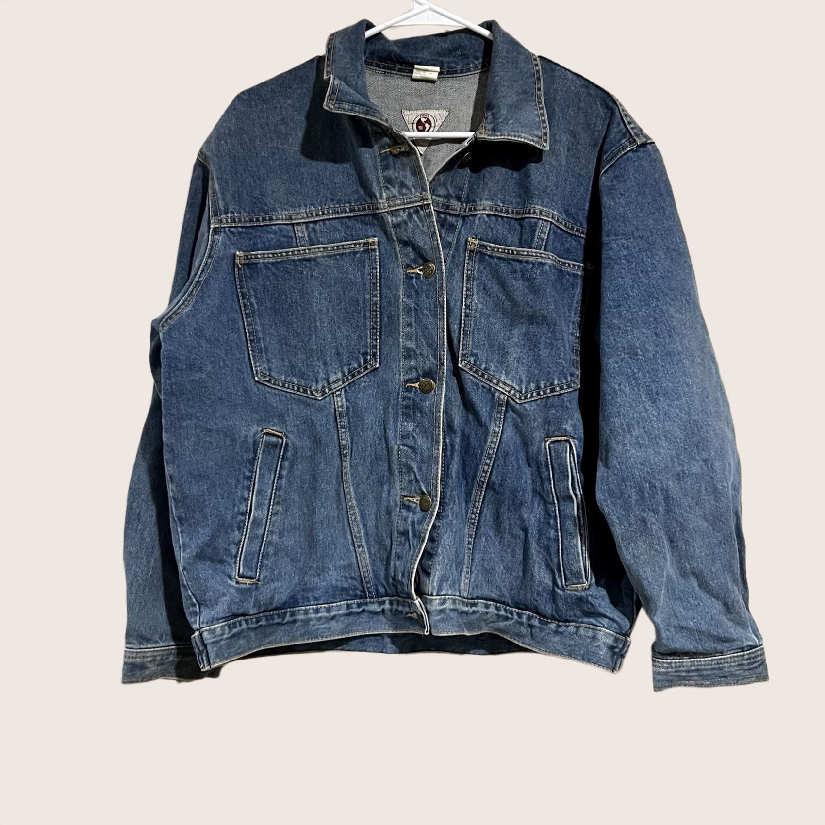 Toga VINTAGE 80s Avion De France Trucker Jean Jacket Unisex L Tioga Bomber Jacket Blue Adults Mens Womens Size 36" / US 14 / IT 50 - 1 Thumbnail