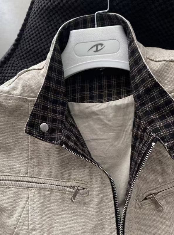 Vintage Beige Canvas Plaid Lined Work Jacket Size US M / EU 48-50 / 2 - 2 Thumbnail