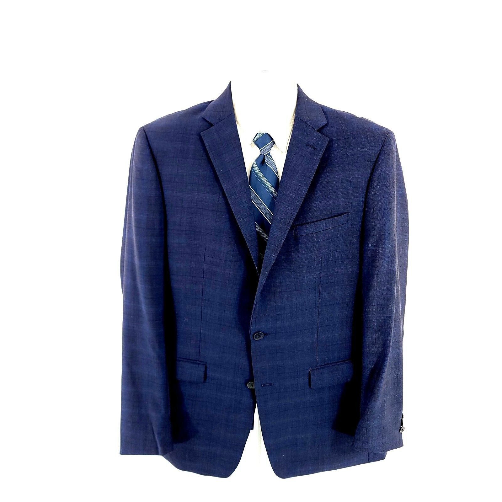Calvin Klein Calvin Klein Wool 2 Button Blue Birdseye Windowpane Blazer 4 Size 42R - 5 Thumbnail