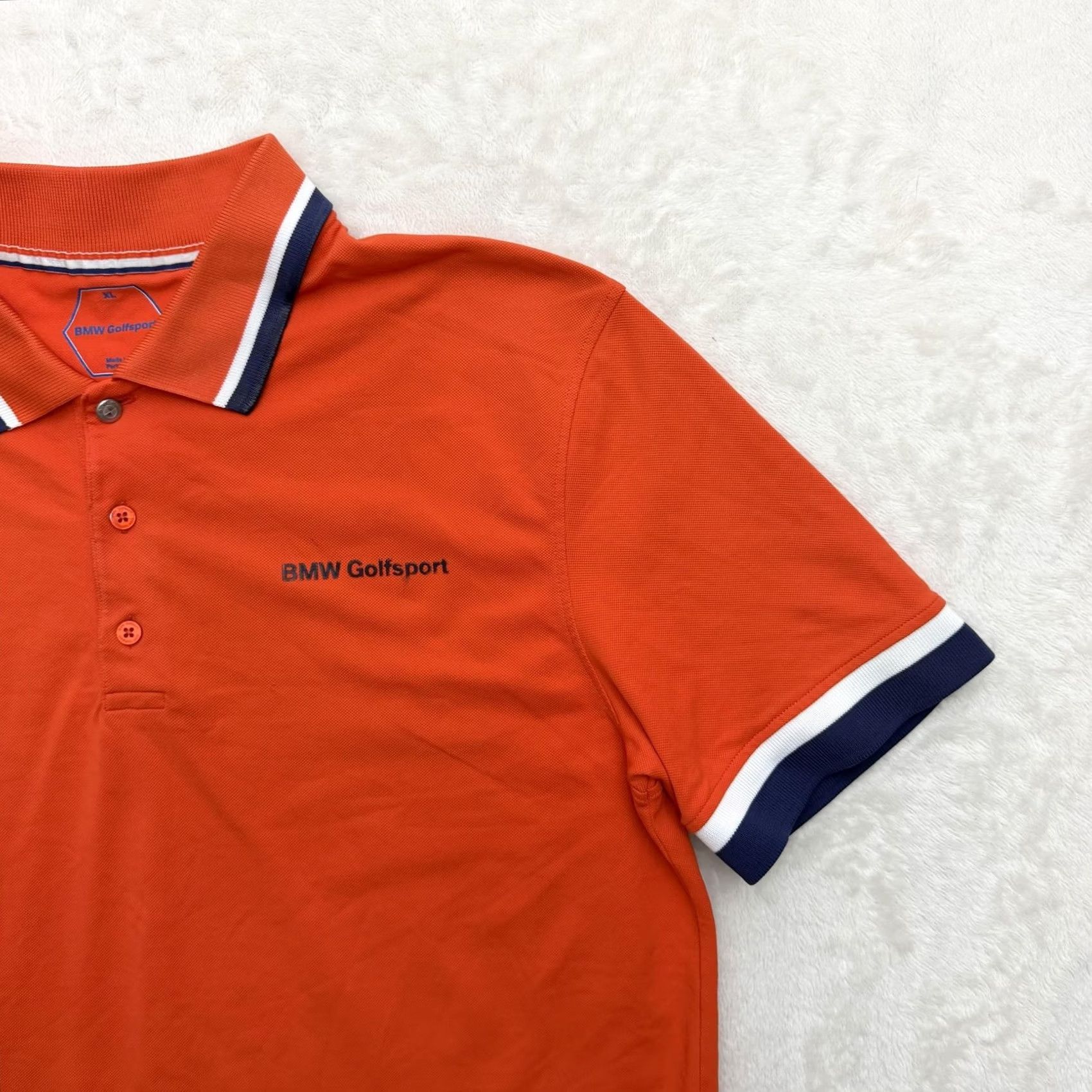 BMW BMW Golfsport Polo Shirt Mens XL Orange Golf Striped Collar Logo Performance Size US XL / EU 56 / 4 - 4 Thumbnail